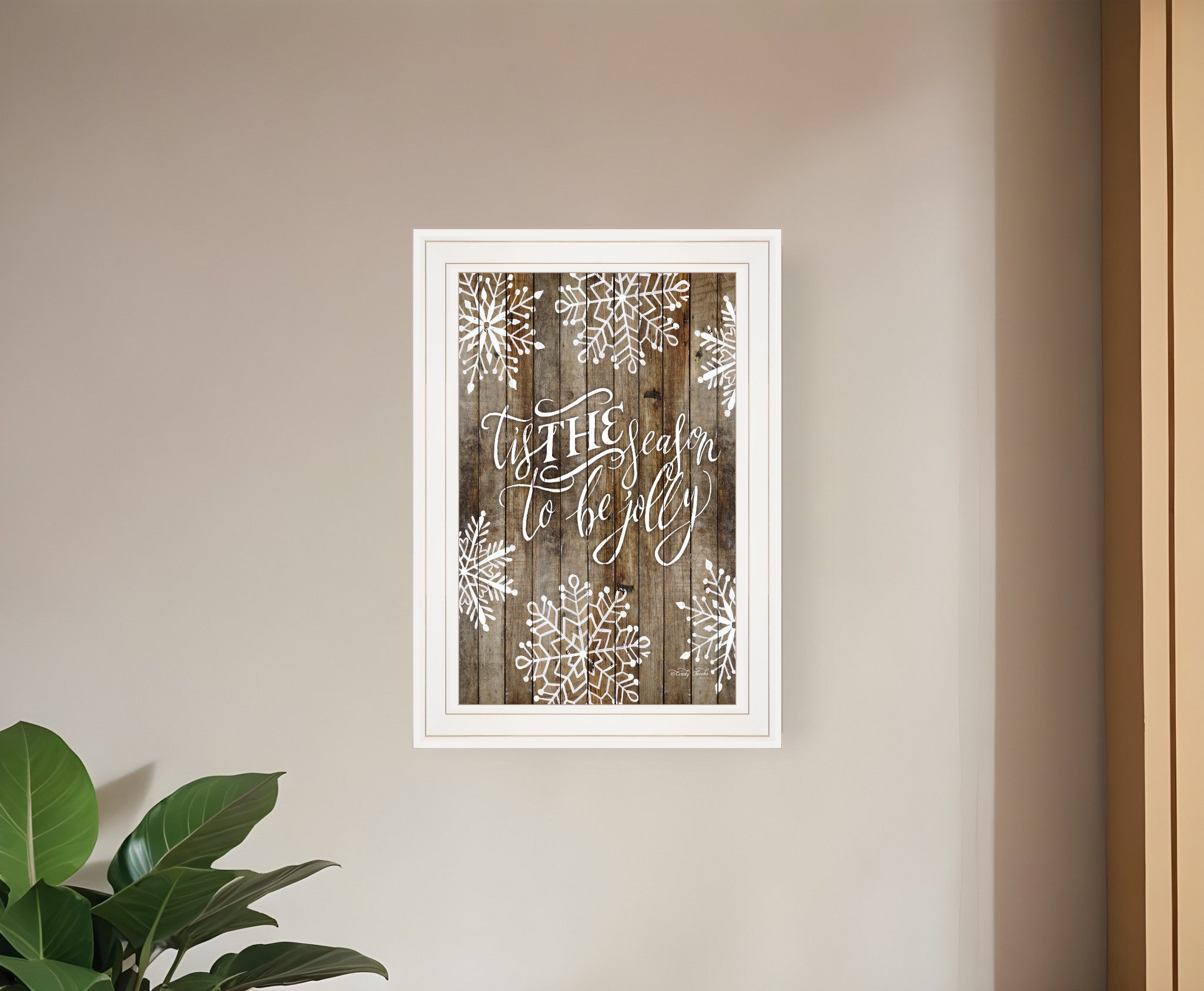 Tis the season Snowflakes 1 White Framed Print Wall Art