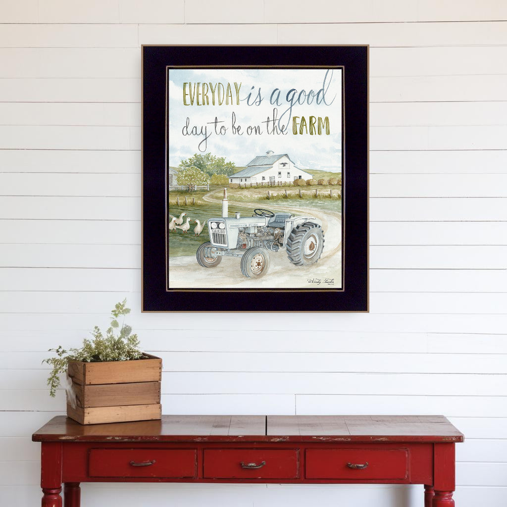 Good Day Antique Ford Tractor Black Framed Print Wall Art