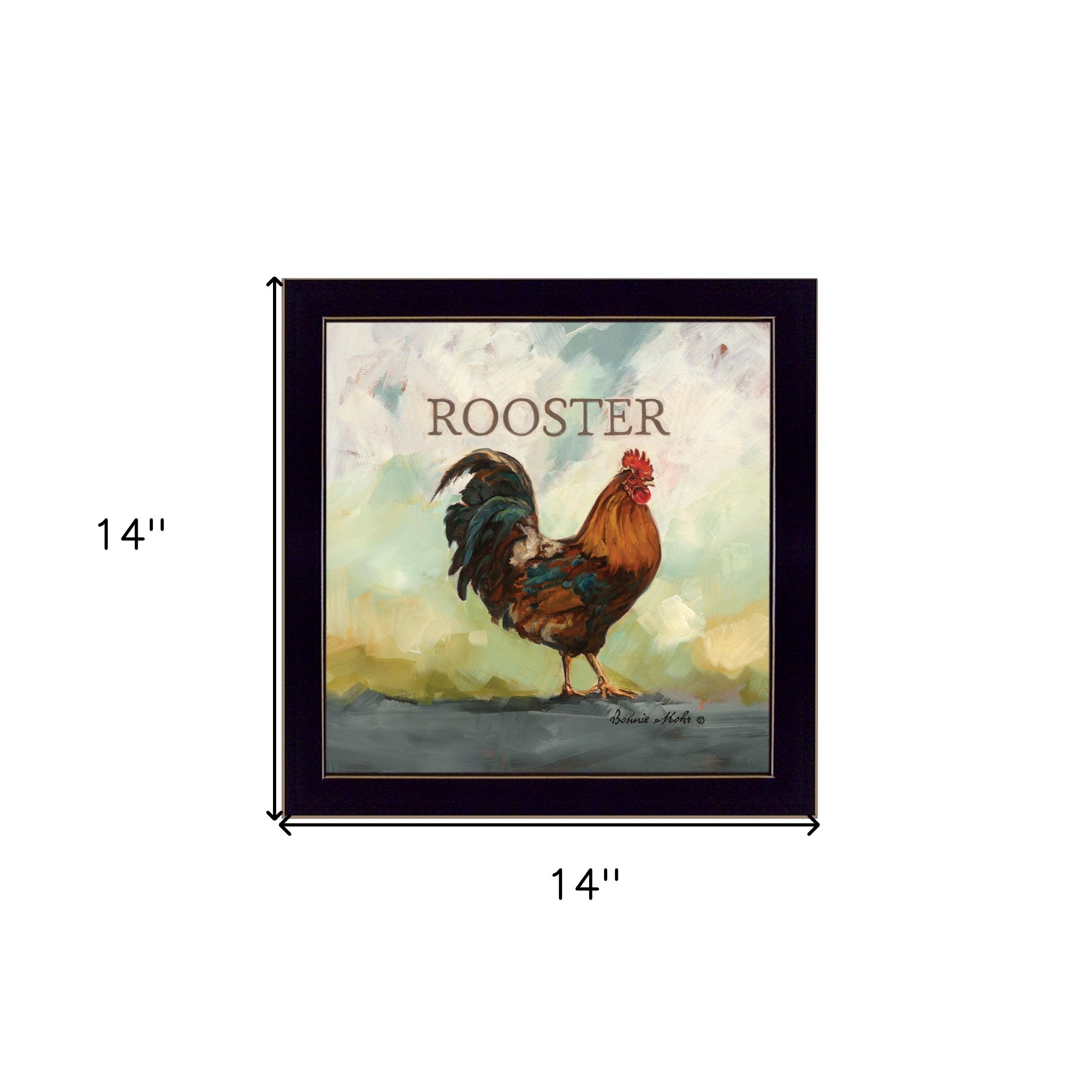 Raleigh the Rooster Black Framed Print Wall Art