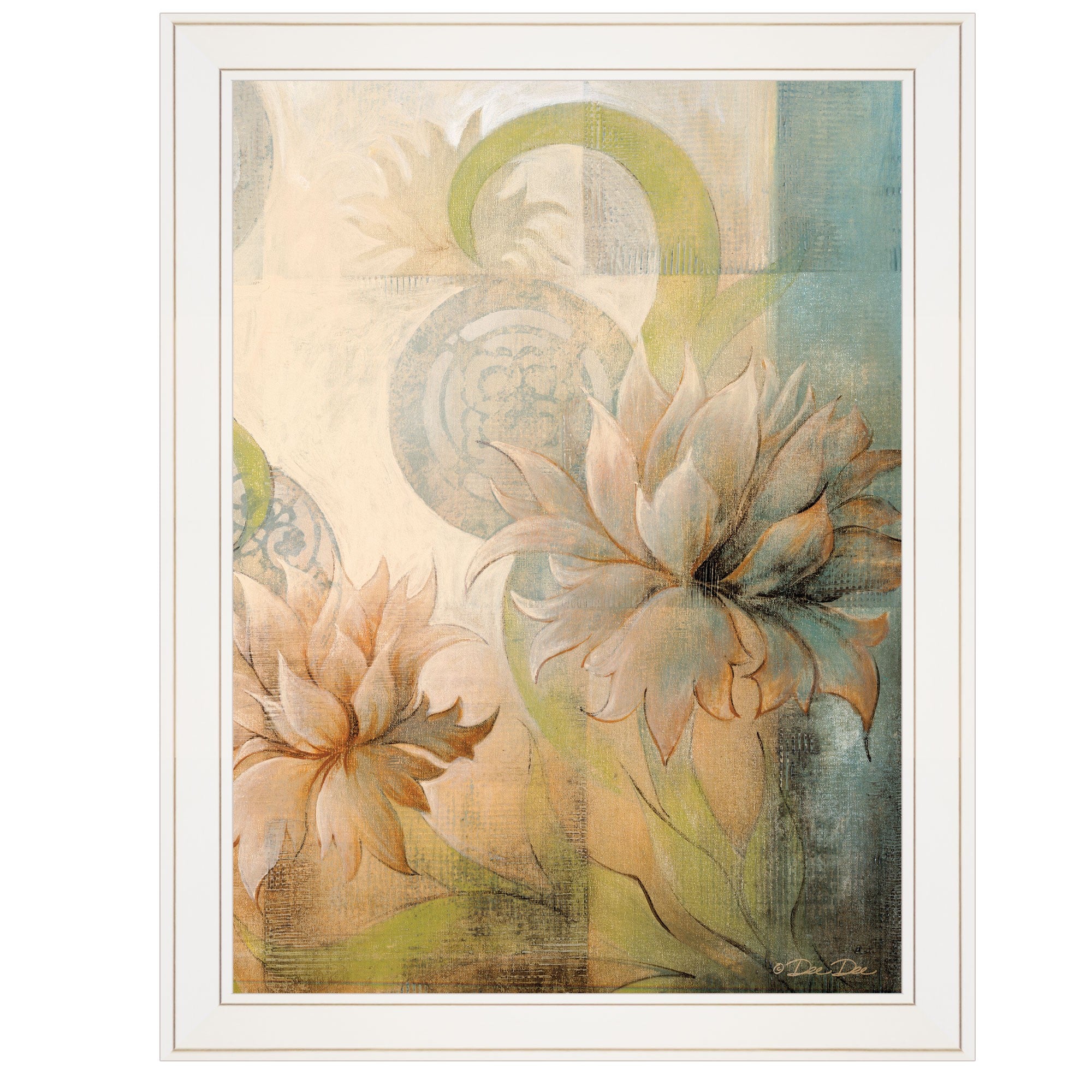 Meandering Flowers II 1 White Framed Print Wall Art