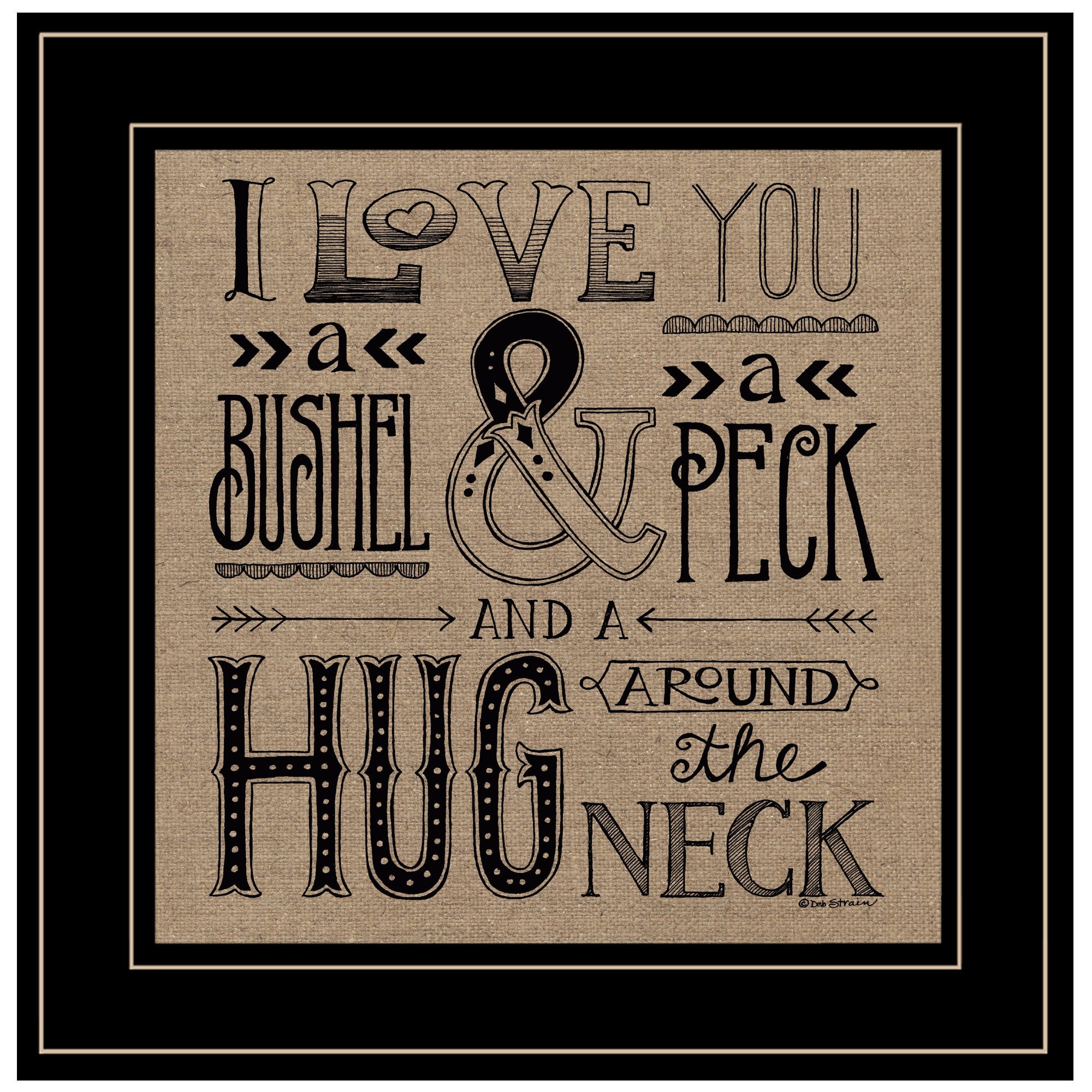 Hugs Around the Neck 2 Black Framed Print Wall Art