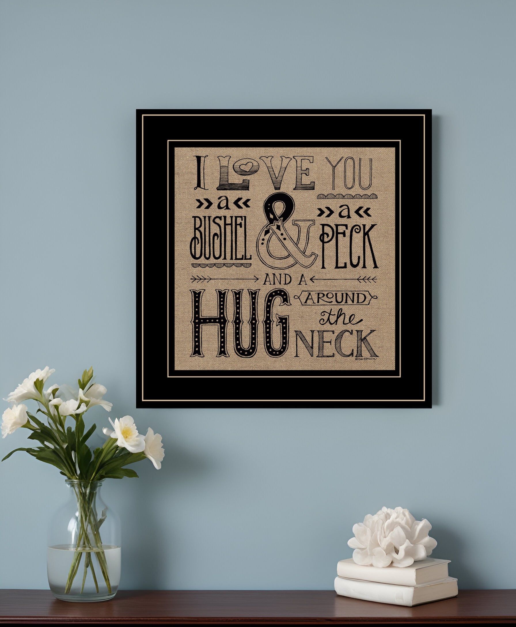 Hugs Around the Neck 2 Black Framed Print Wall Art