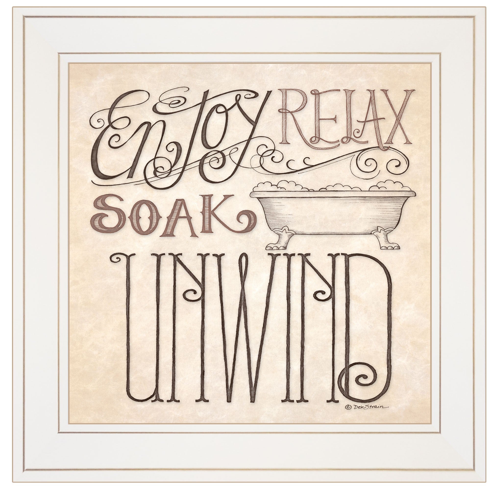 Soak and Relax 2 White Framed Print Bathroom Wall Art