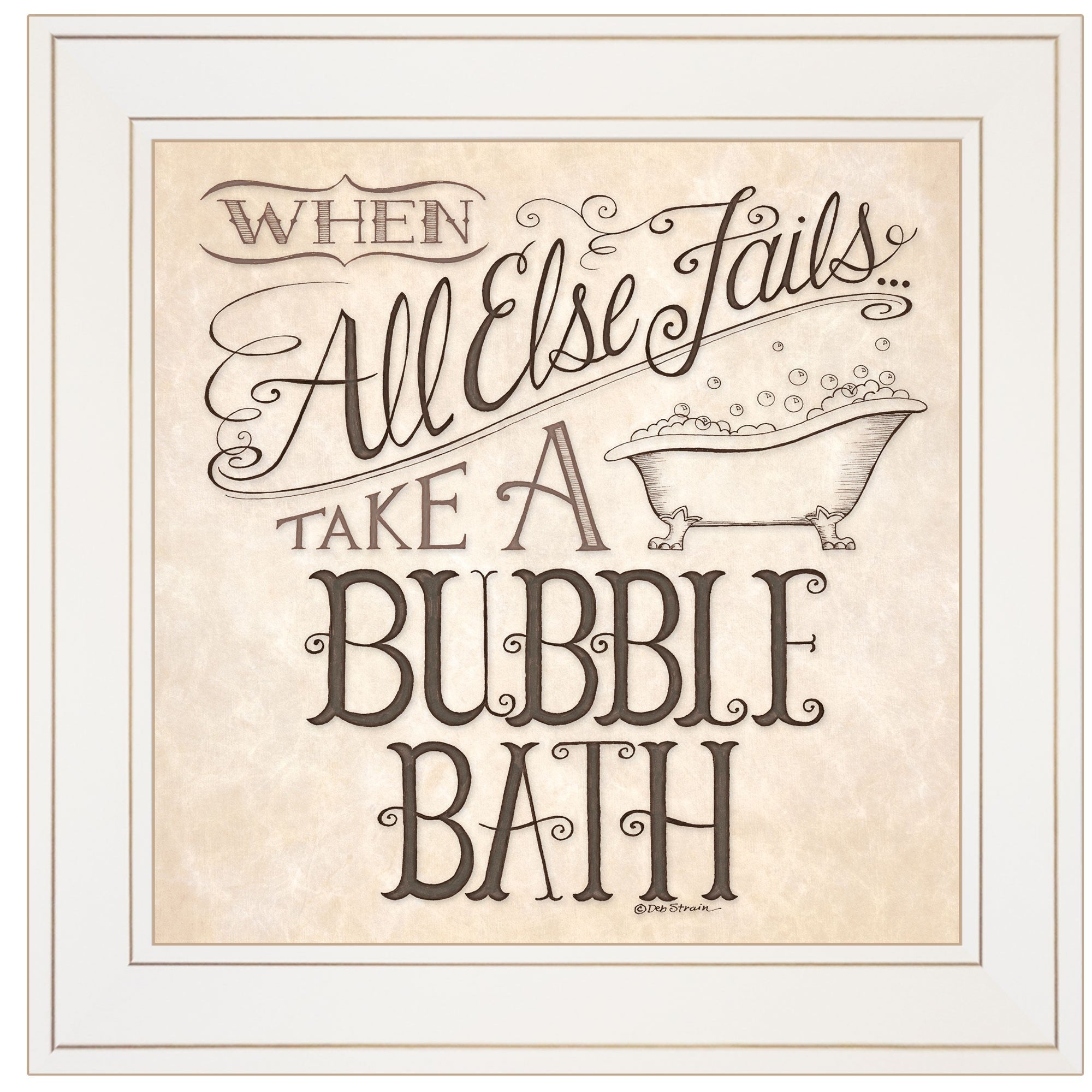 When All Else Fails 2 White Framed Print Bathroom Wall Art