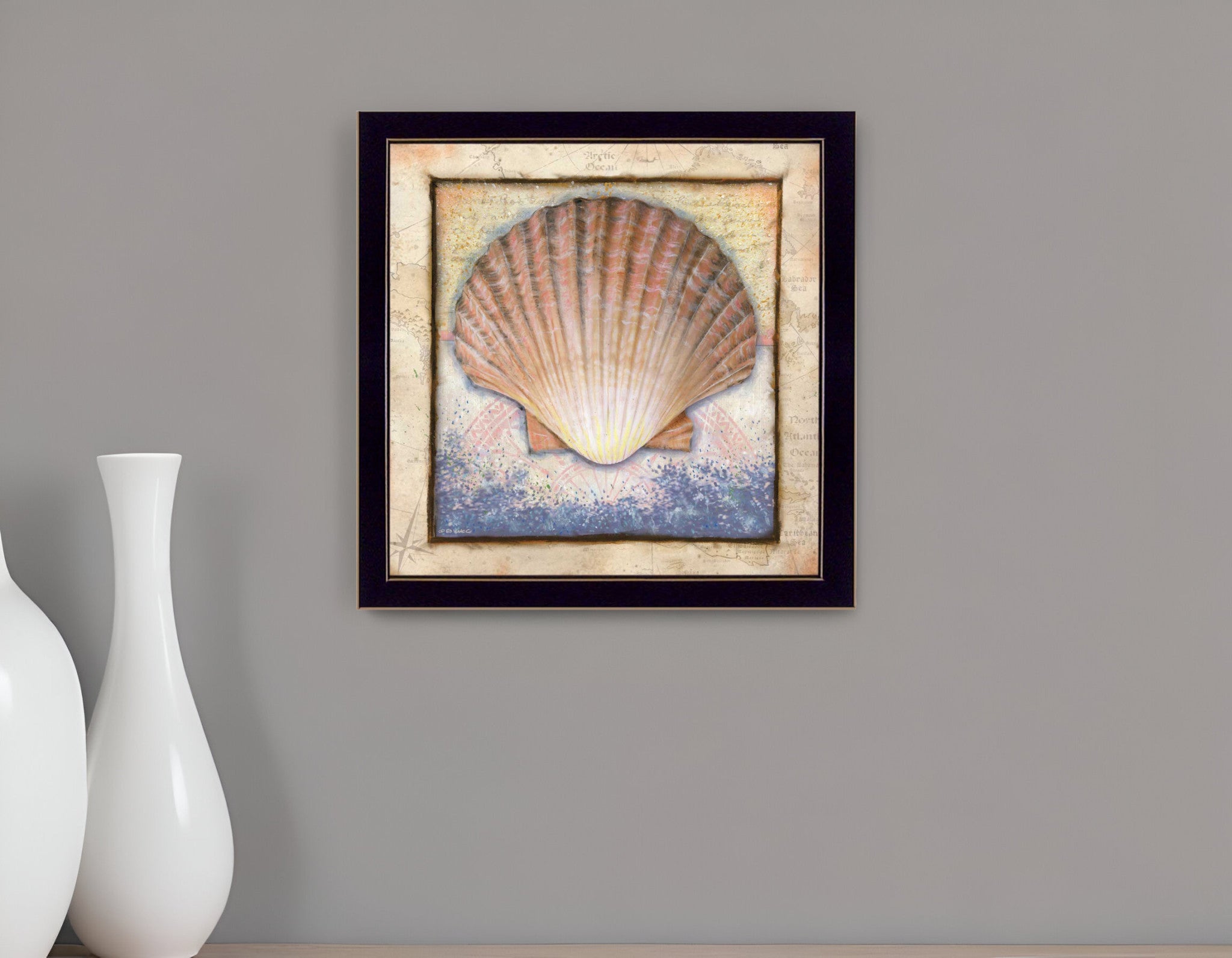 Shell Black Framed Print Wall Art