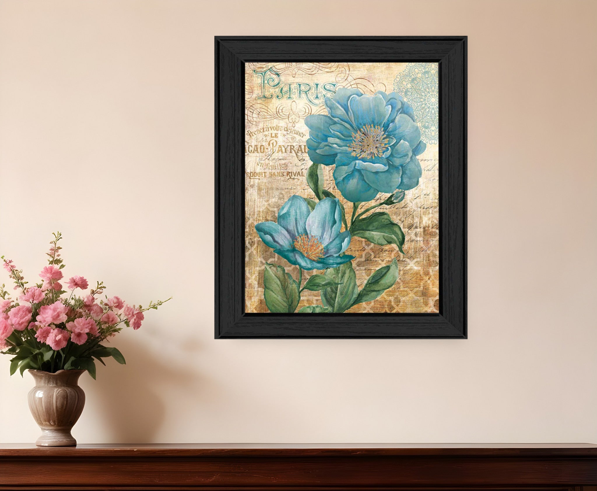 Paris Blue II Black Framed Print Wall Art