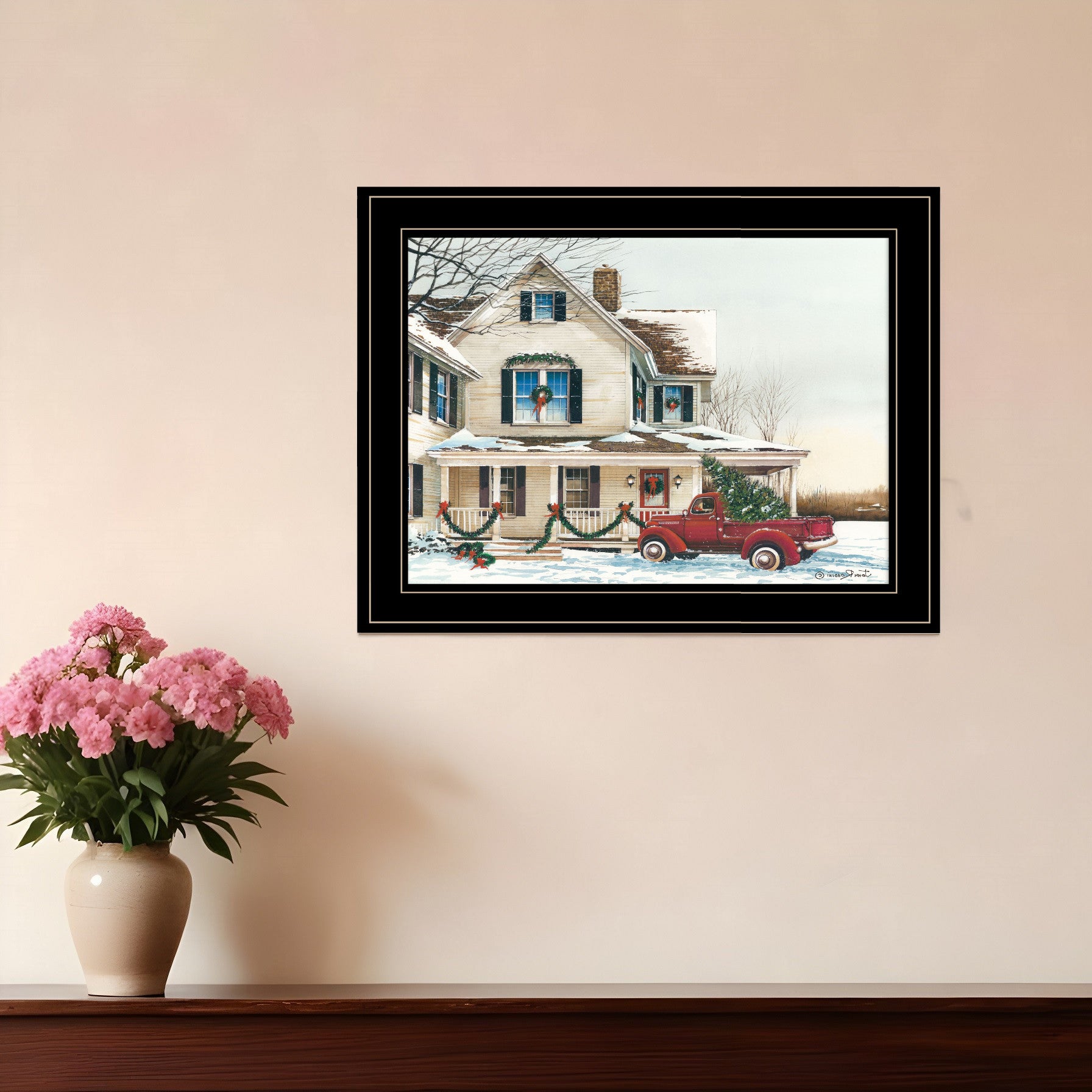 Preparing for Christmas 2 Black Framed Print Wall Art