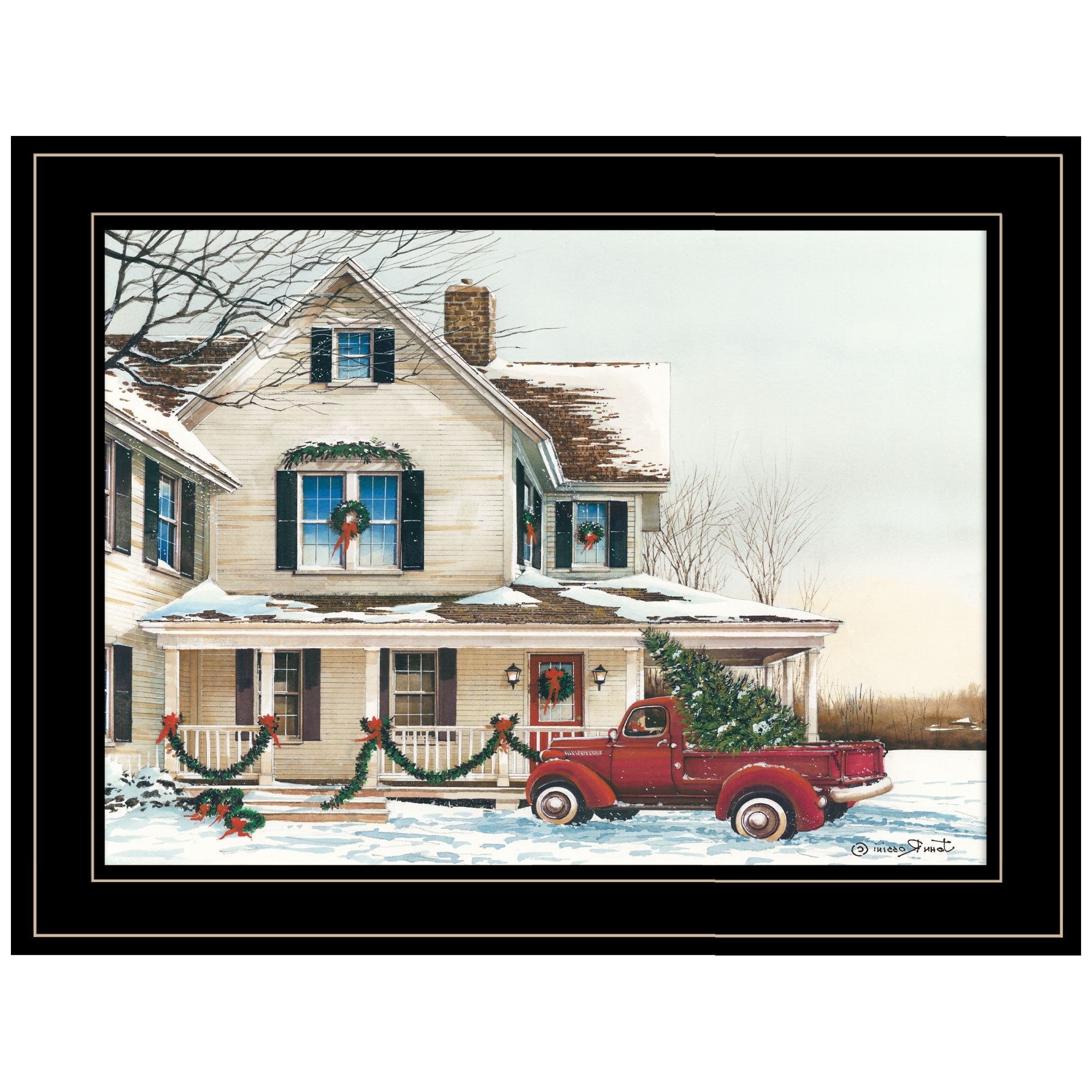 Preparing for Christmas 2 Black Framed Print Wall Art