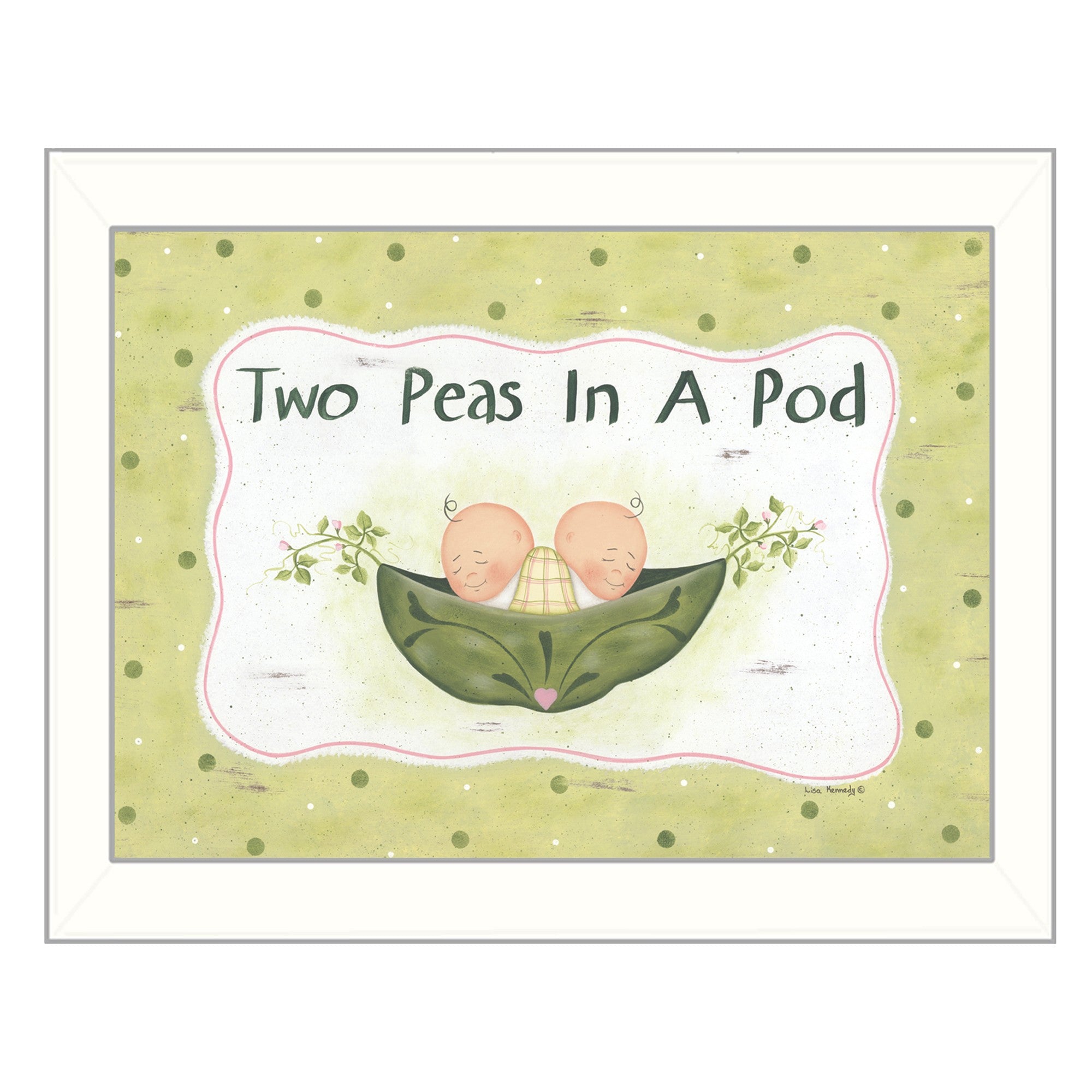 Two Peas in a Pod White Framed Print Wall Art