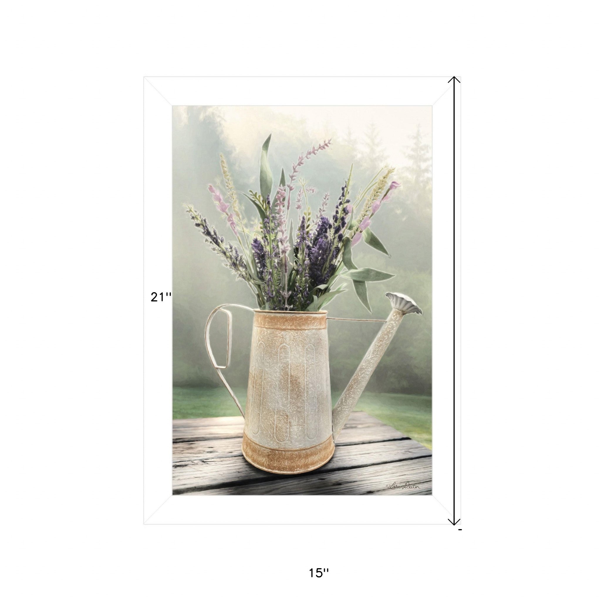 Lavender Watering Can 2 White Framed Print Wall Art