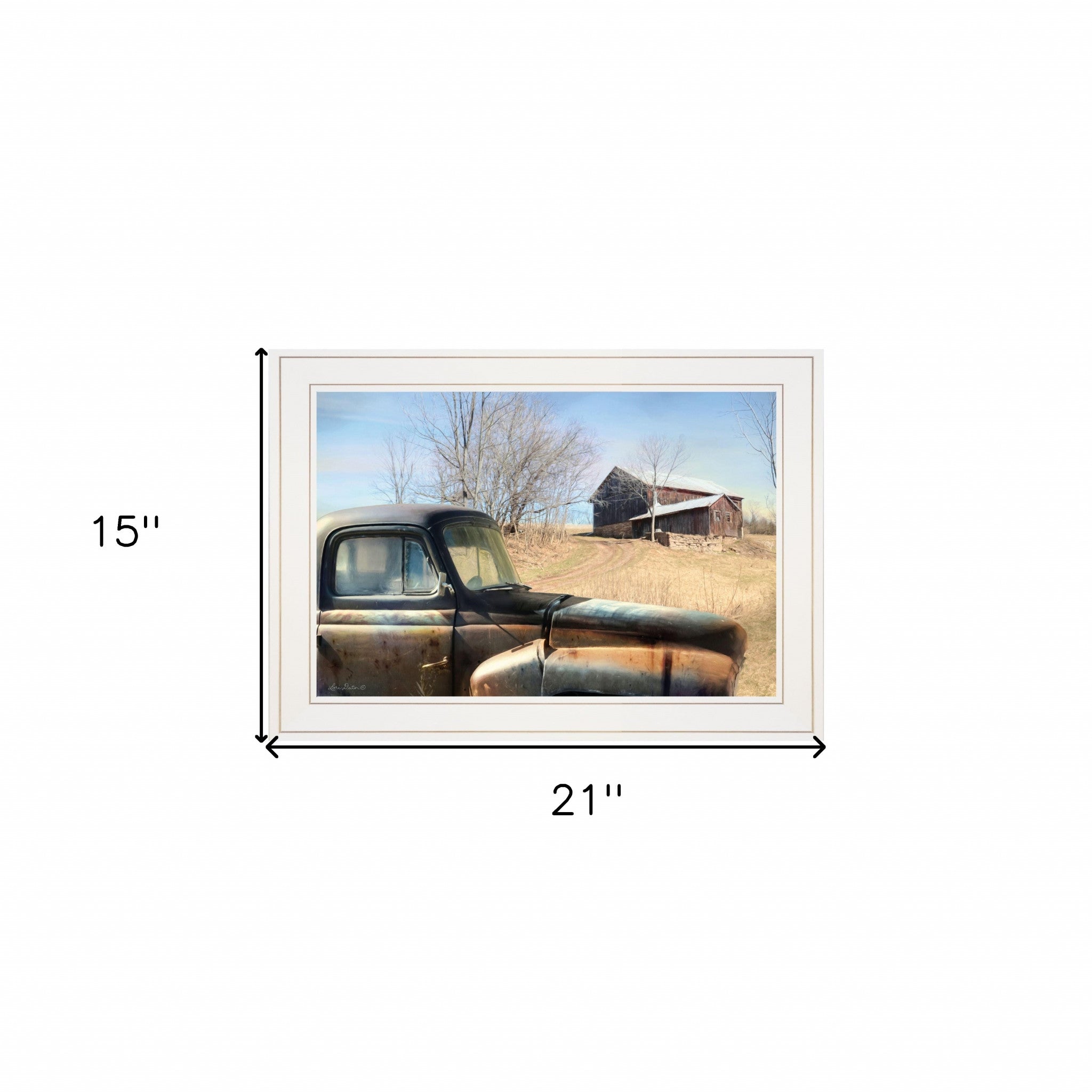 Vintage Farm Trucks 1 White Framed Print Wall Art