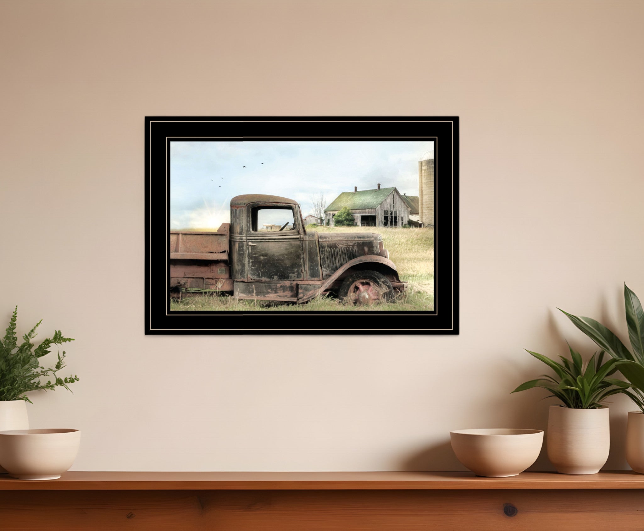 Vintage Farm Trucks I 2 Black Framed Print Wall Art