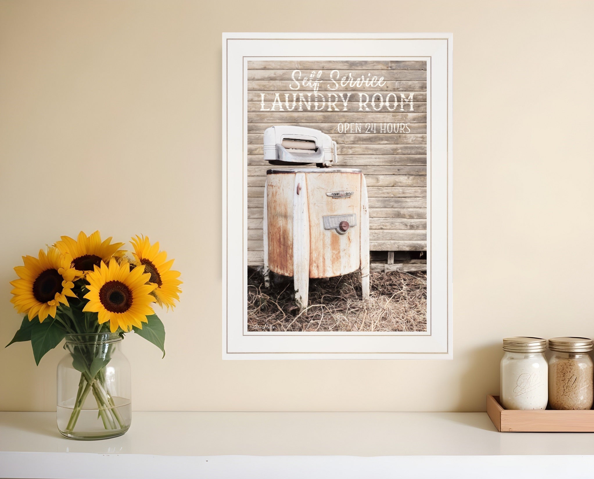 Laundry Room 1 White Framed Print Bathroom Wall Art