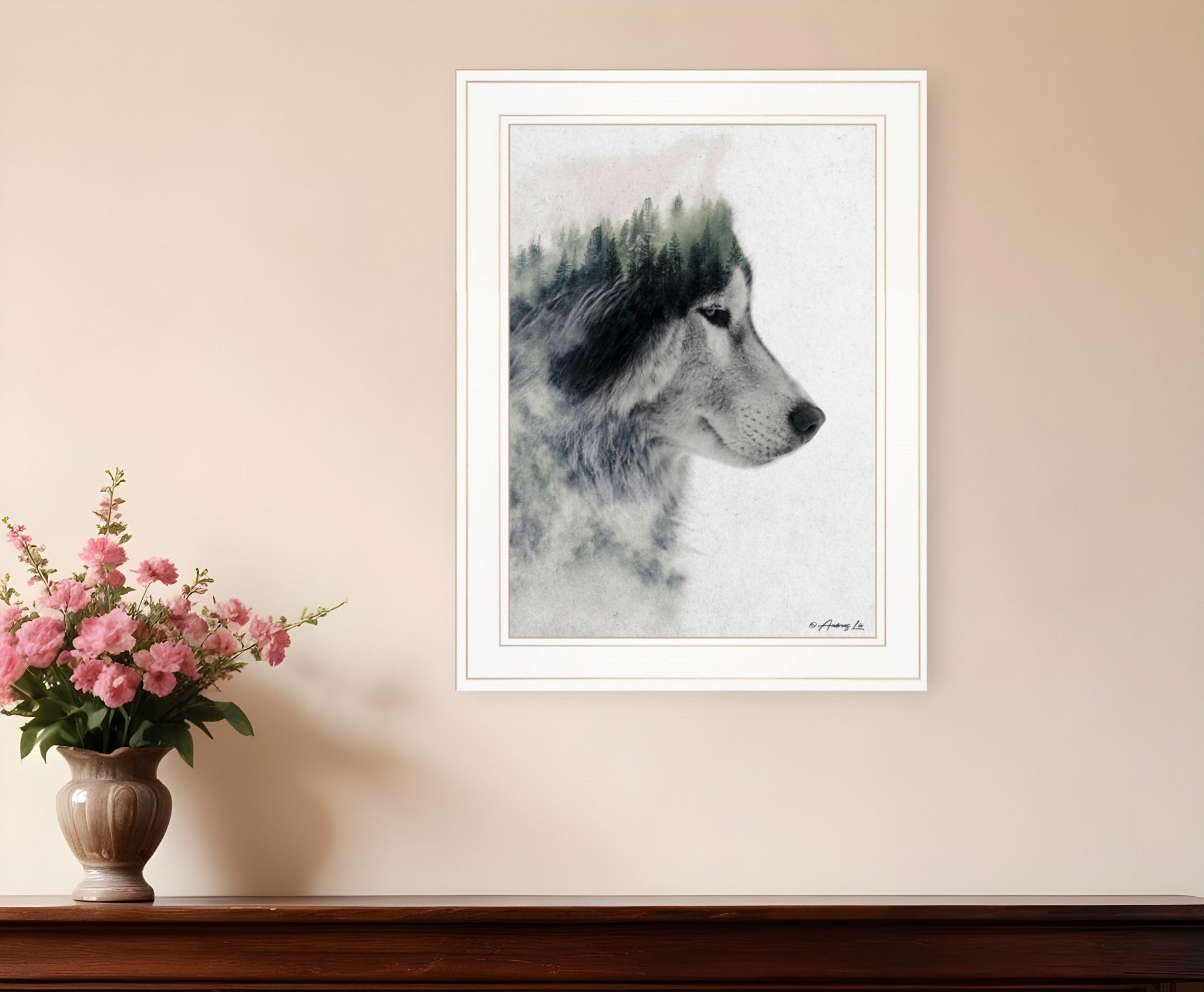 Wolf Stare 1 White Framed Print Wall Art