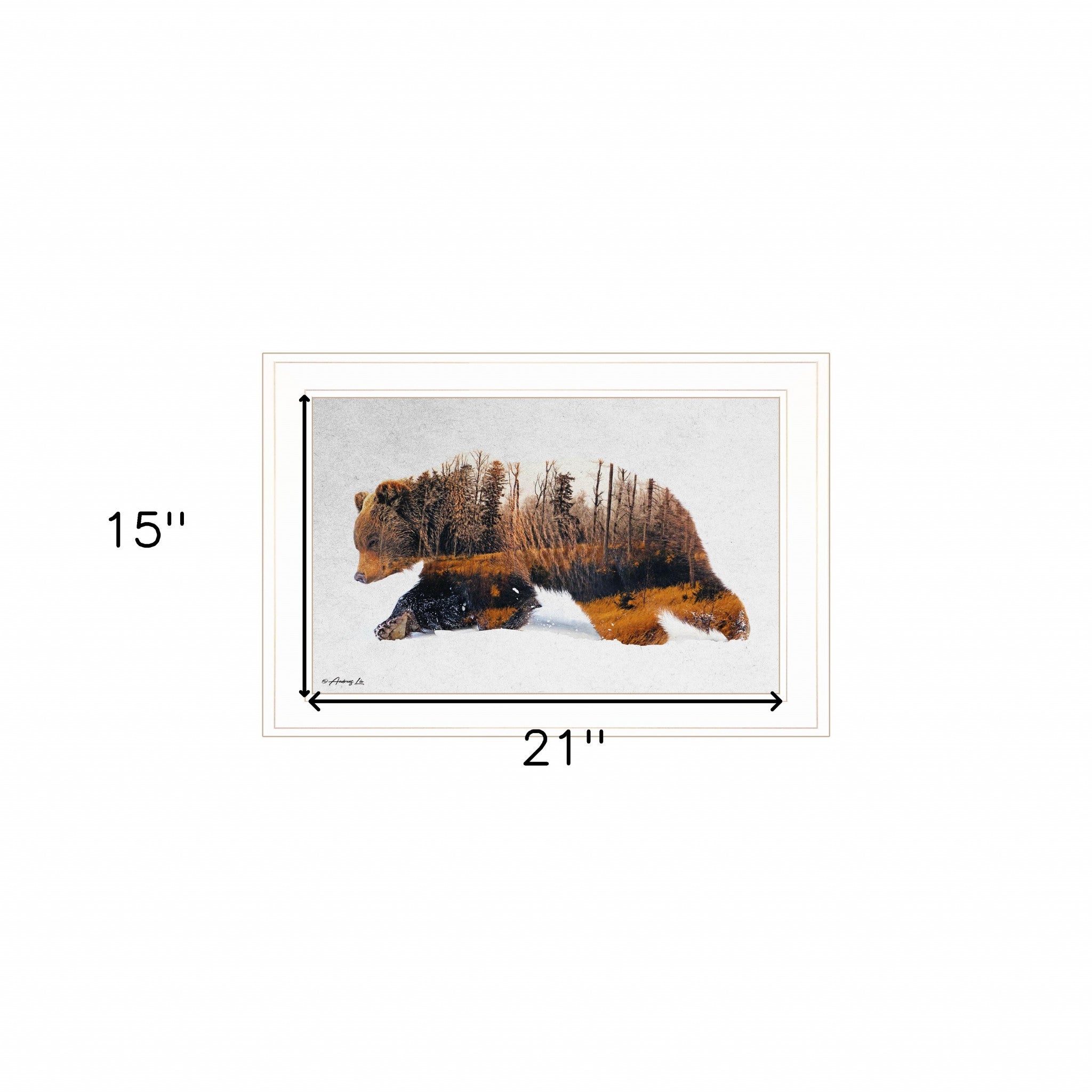 Traveling Bear 1 White Framed Print Wall Art