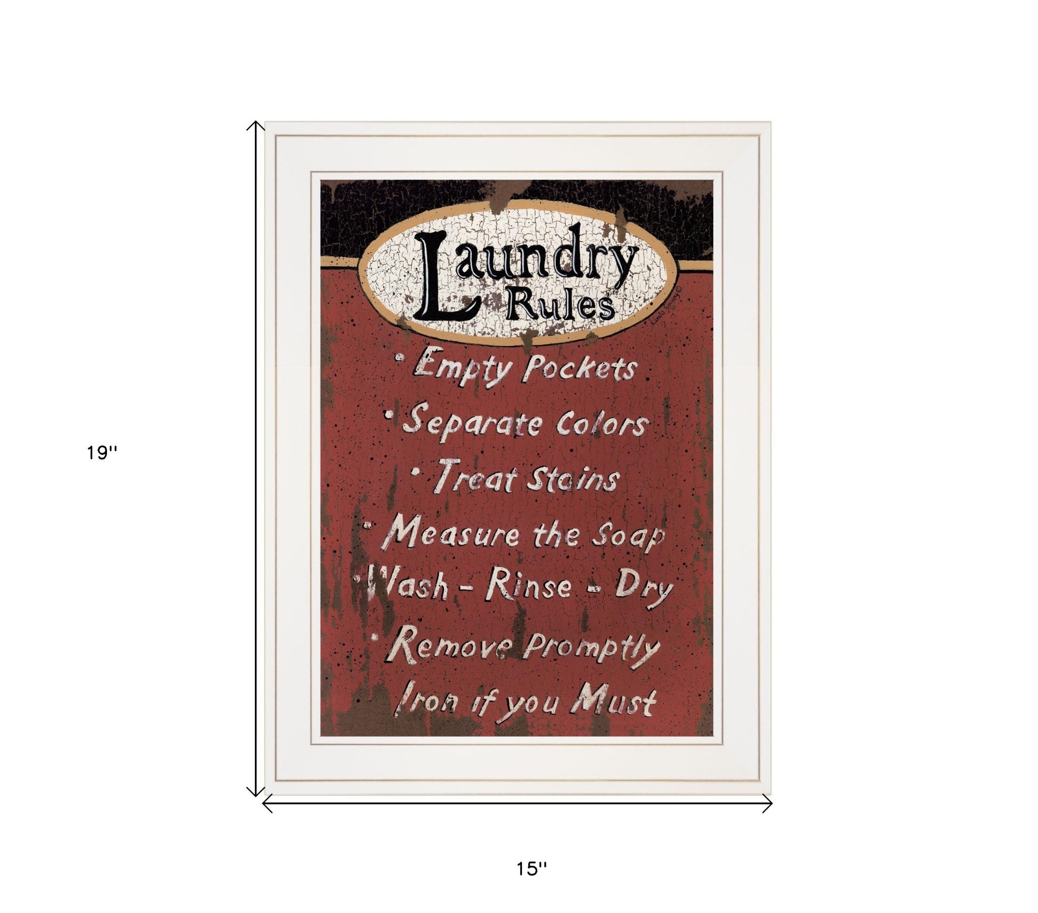 Laundry Rules 3 White Framed Print Laundry Wall Art