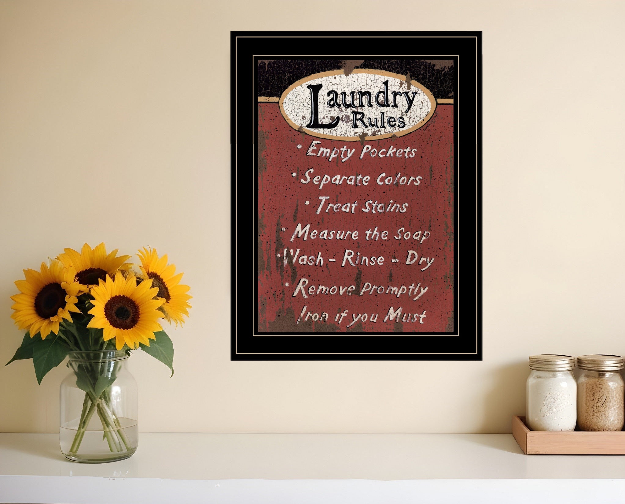 Laundry Rules 4 Black Framed Print Bathroom Wall Art