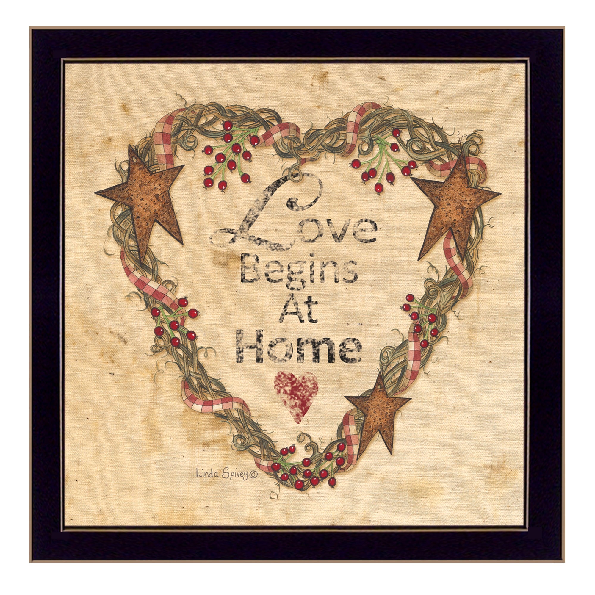 Love Begins at Home 1 Black Framed Print Wall Art