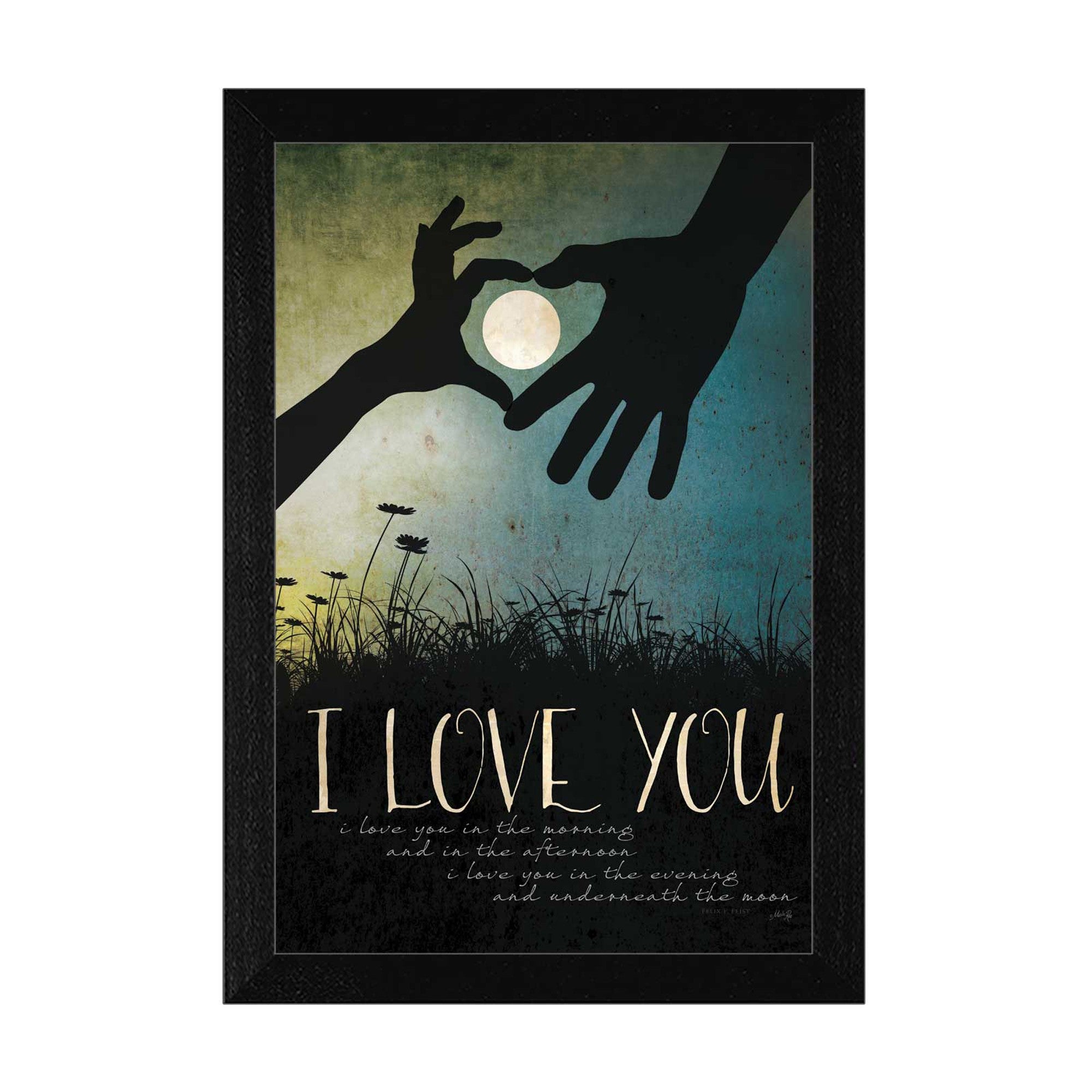 I Love You Underneath the Moon Black Framed Print Wall Art