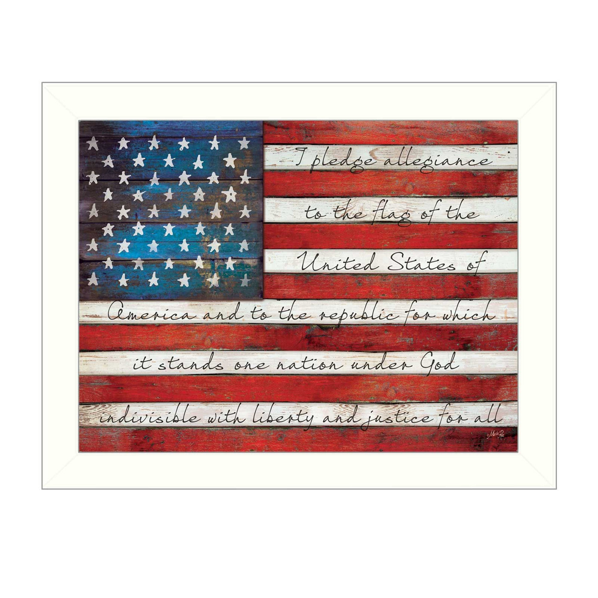 Pledge of Allegiance 4 White Framed Print Wall Art