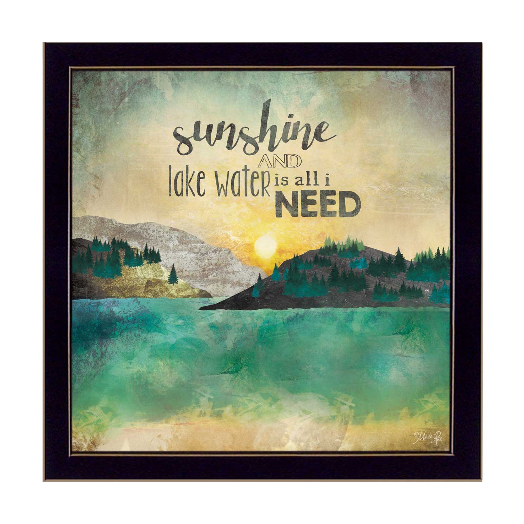 Sunshine and Lake Water 1 Black Framed Print Wall Art