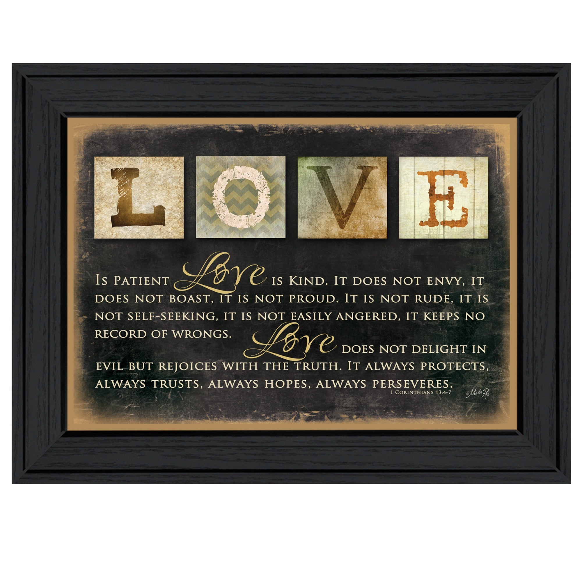 Love 4 Black Framed Print Wall Art