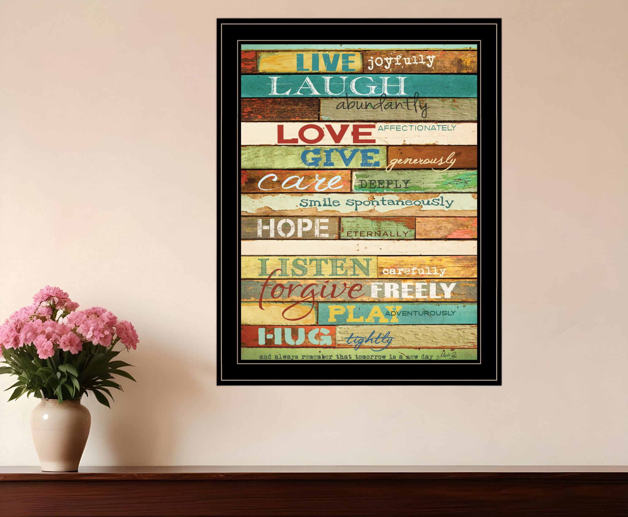 Live Joyfully 2 Black Framed Print Wall Art