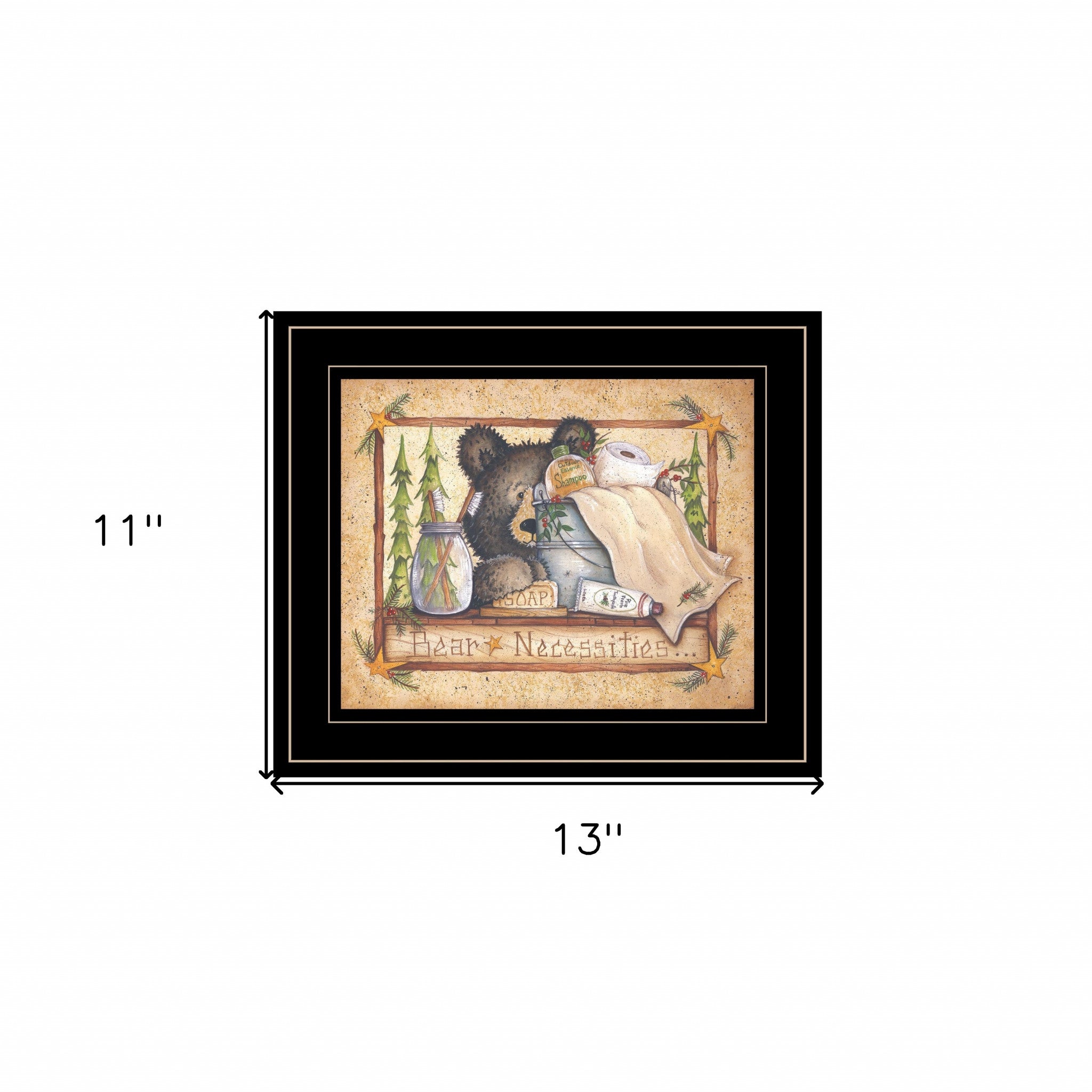 Bear Necessities Getting Ready Black Framed Print Wall Art