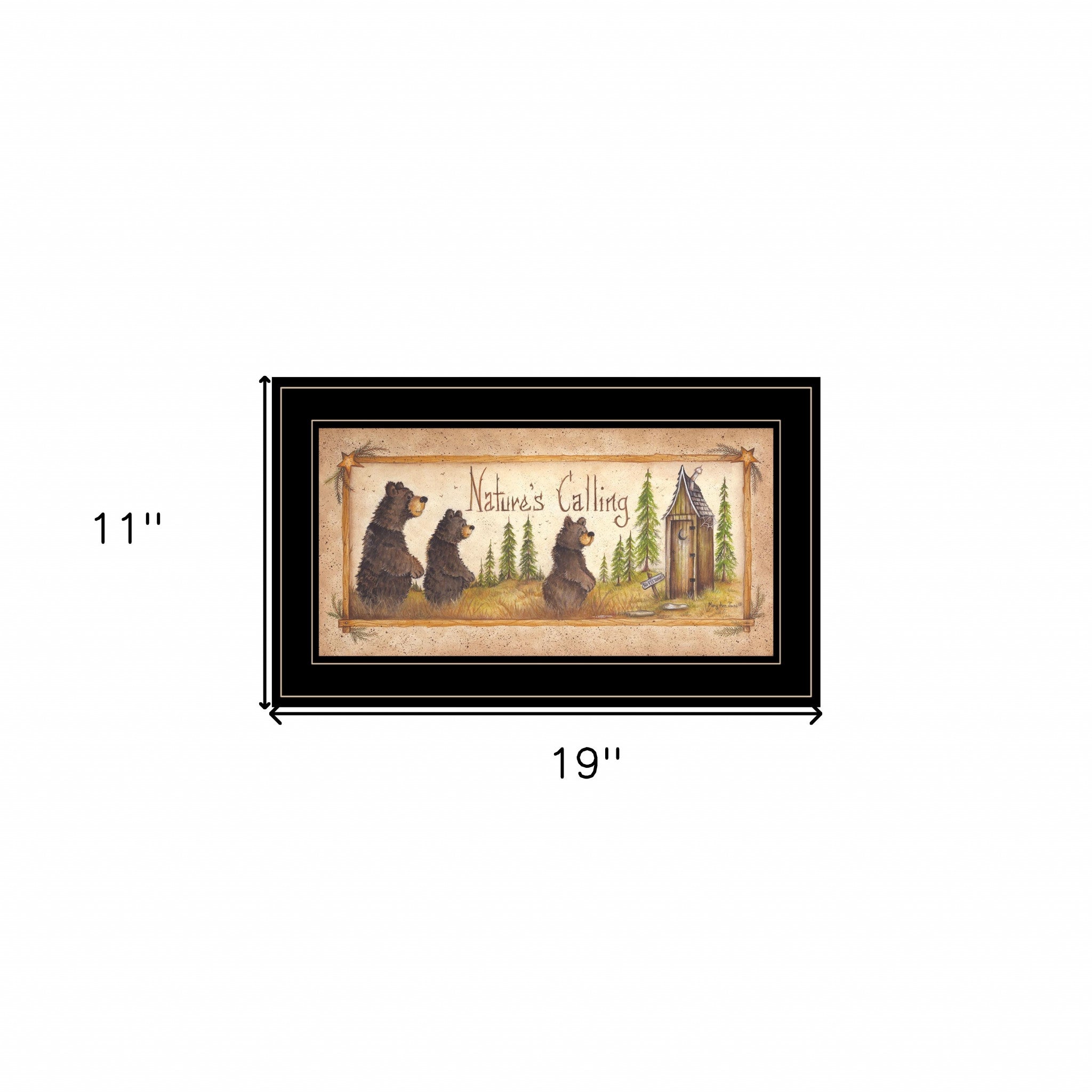 Natures Calling 3 Black Framed Print Bathroom Wall Art