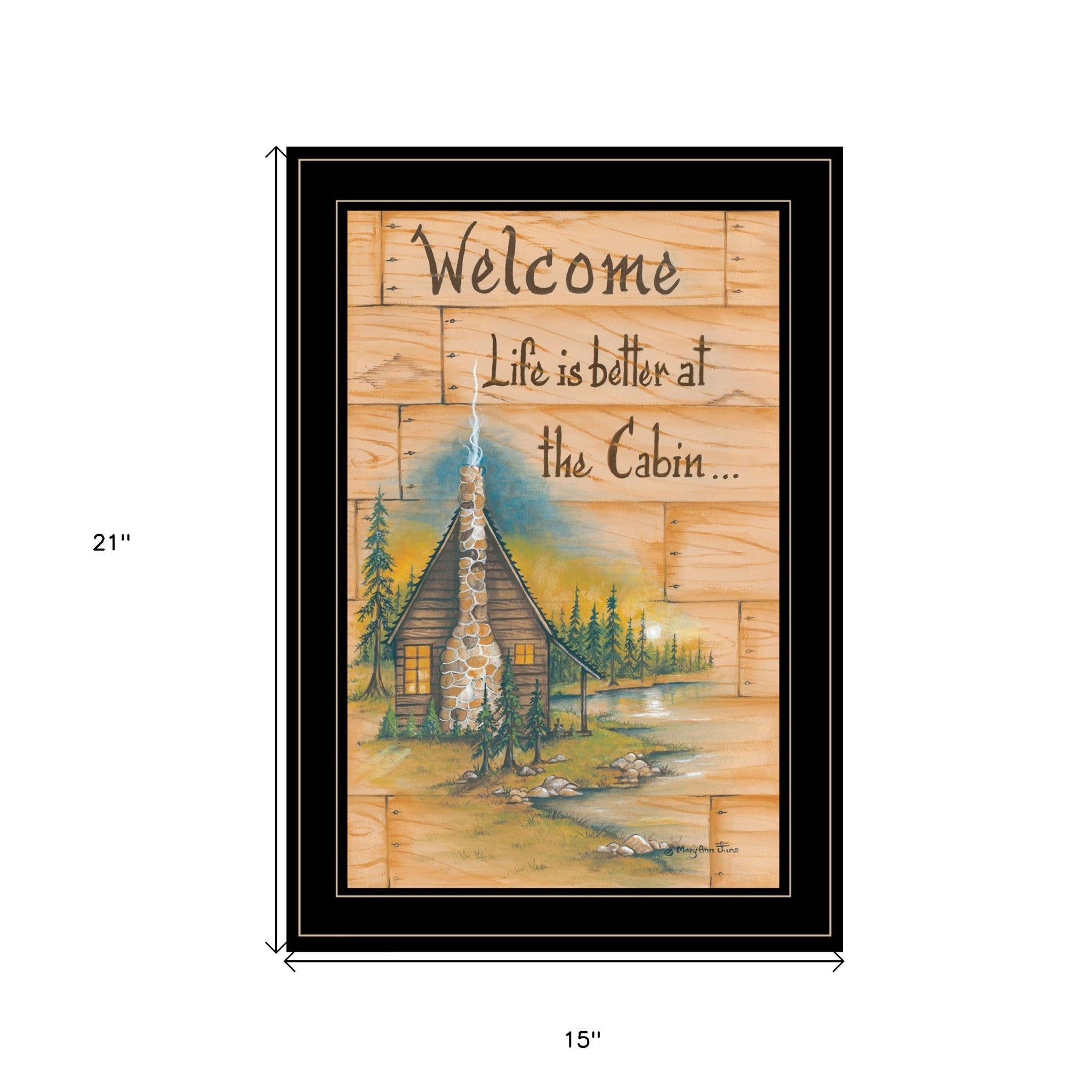 Life is Better at the Cabin 2 Black Framed Print Wall Art