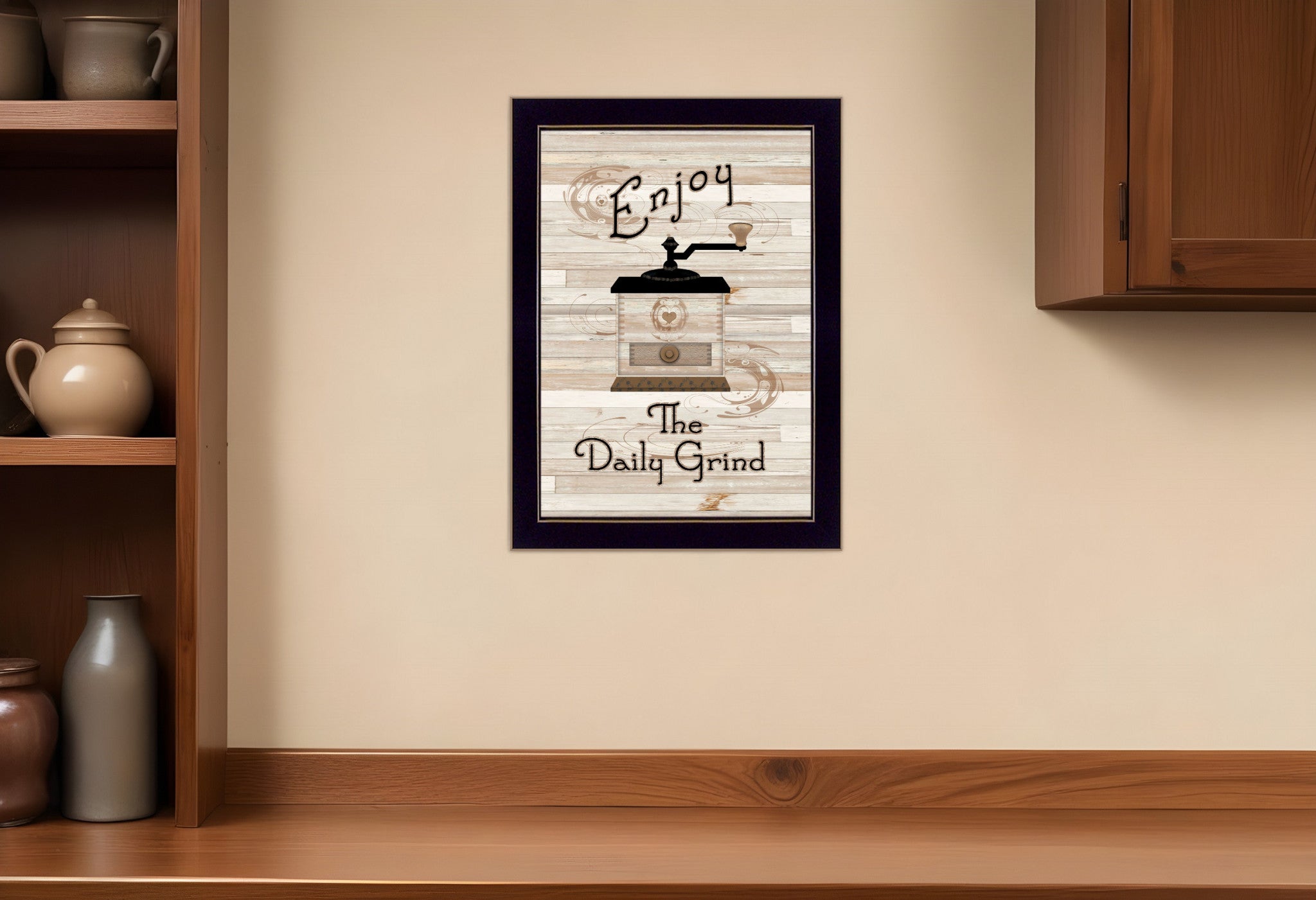 The Daily Grind 3 Black Framed Print Kitchen Wall Art