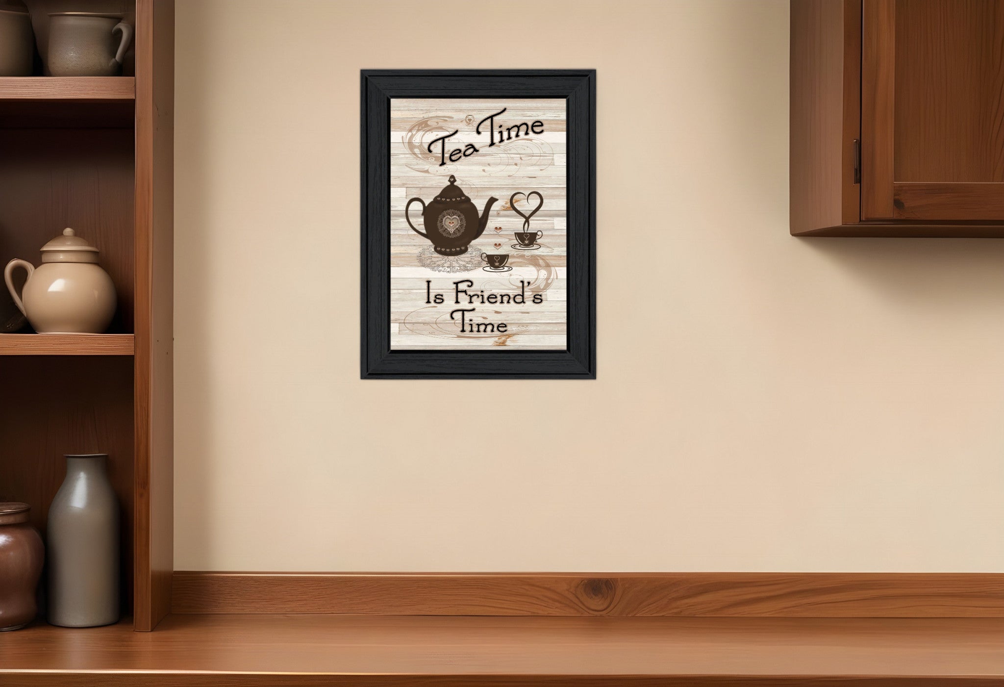 Tea Time 2 Black Framed Print Kitchen Wall Art