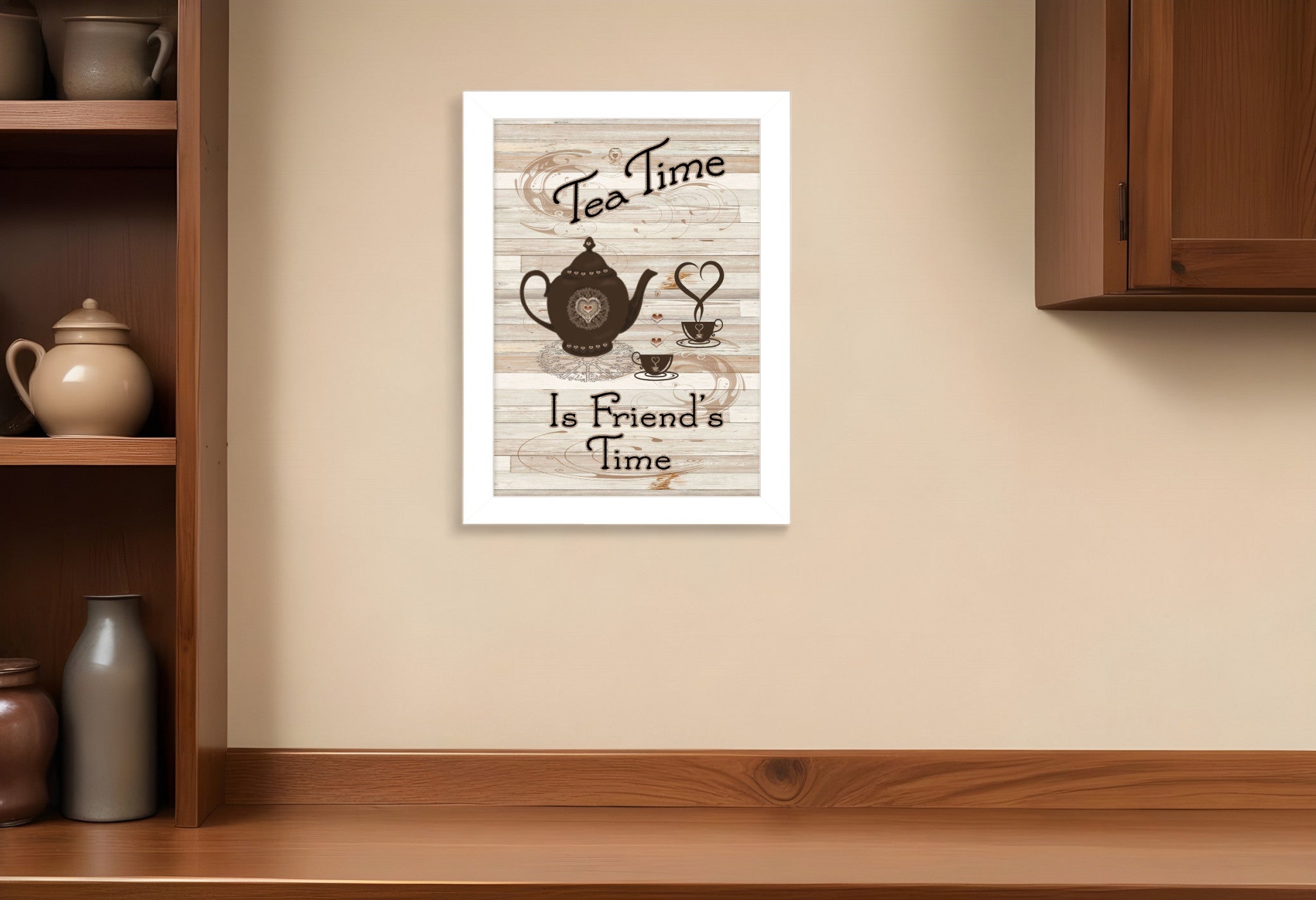 Tea Time 4 White Framed Print Kitchen Wall Art