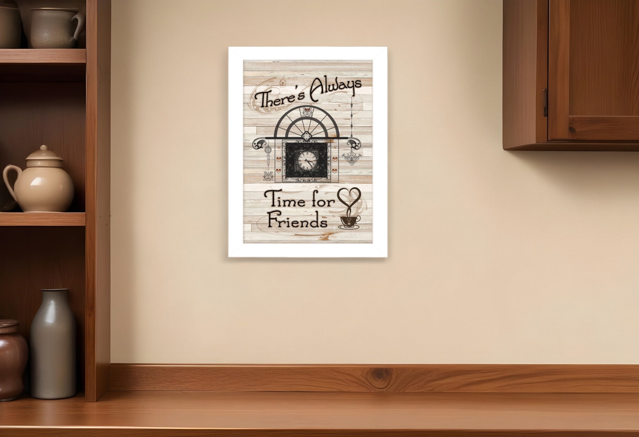 Time for Friends 4 White Framed Print Kitchen Wall Art