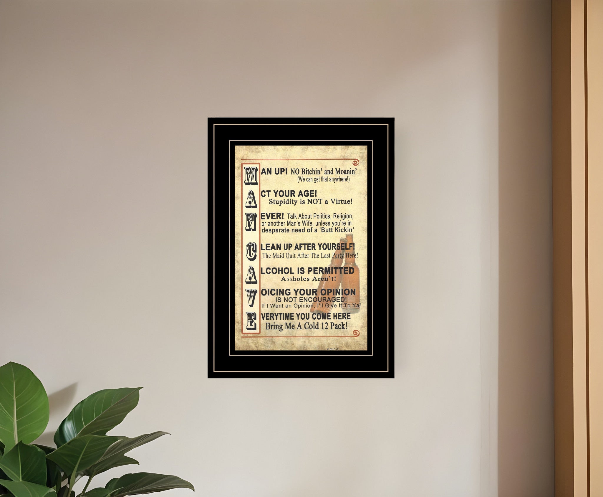 Man Up 1 Black Framed Print Wall Art