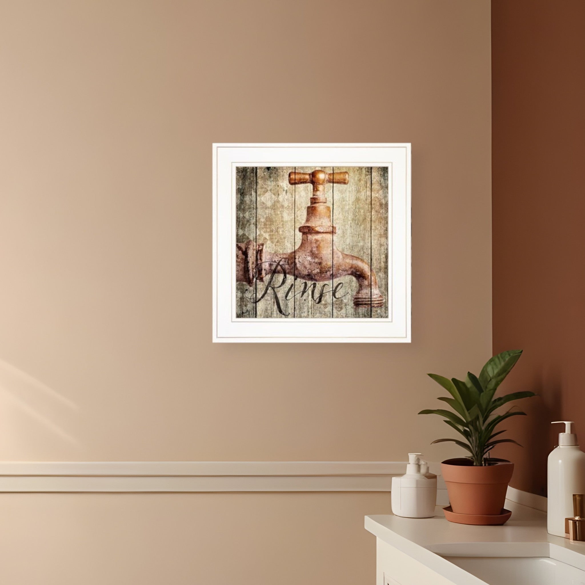 Rinse 1 White Framed Print Wall Art