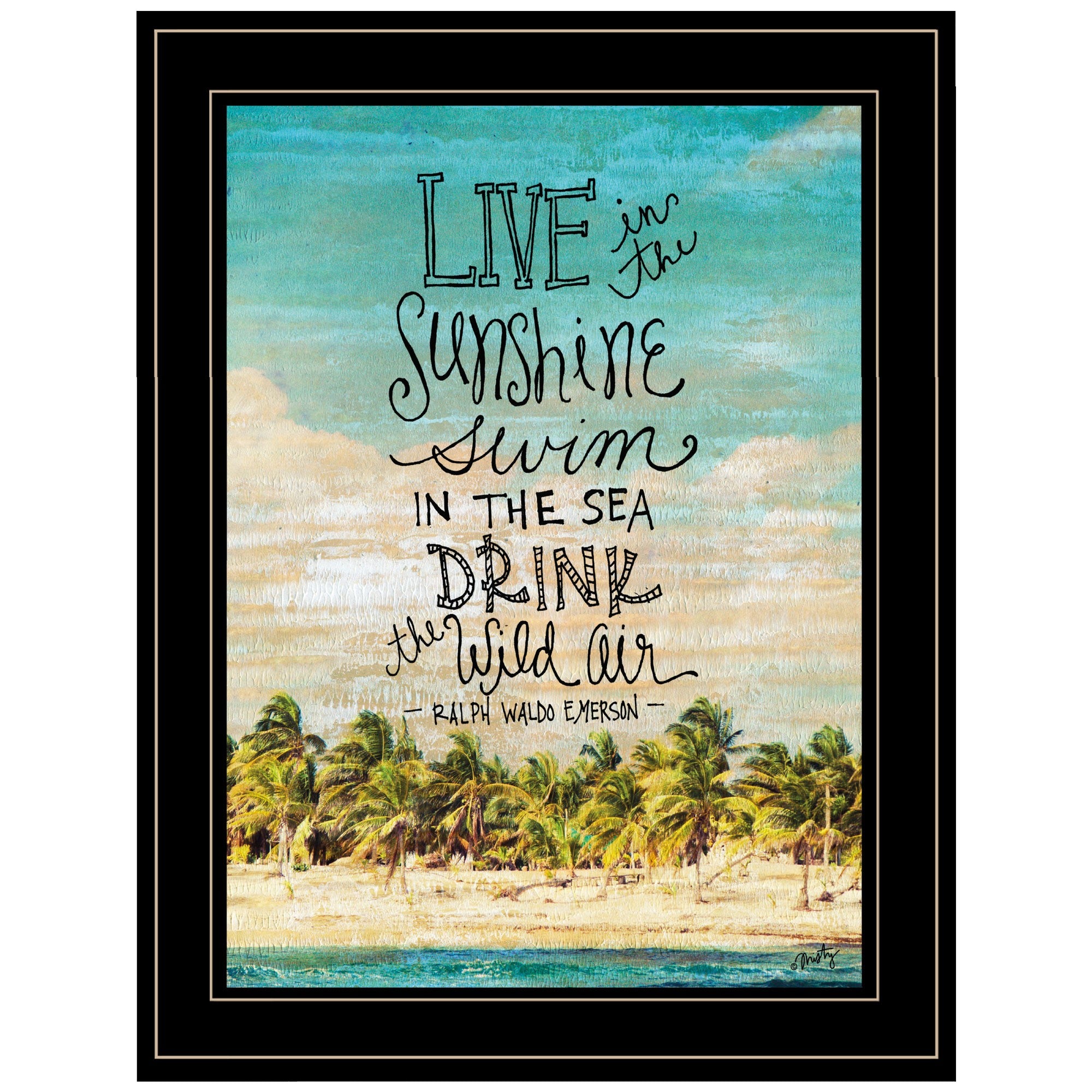 Live in the Sunshine 3 Black Framed Print Wall Art