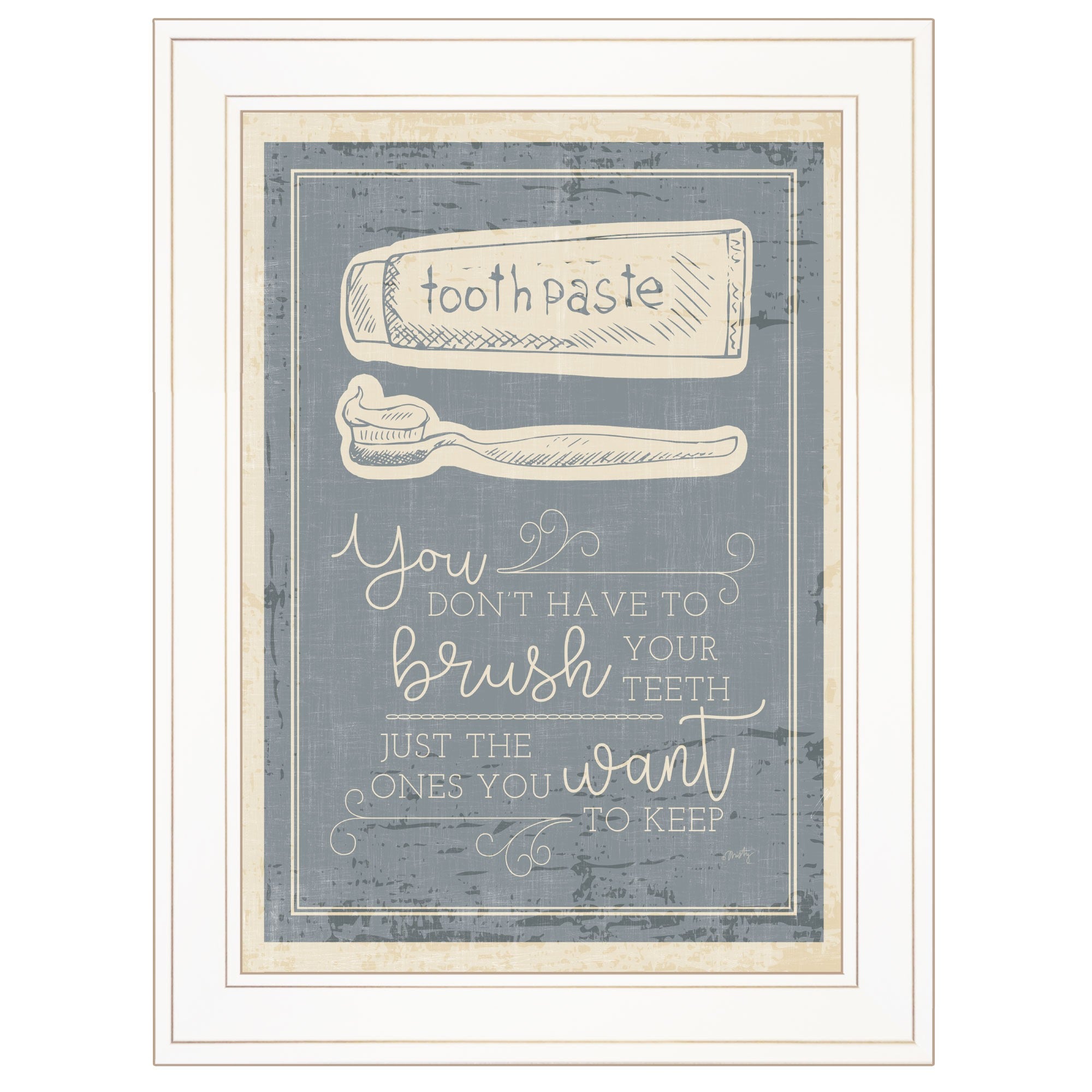 Brush Teeth 2 White Framed Print Wall Art