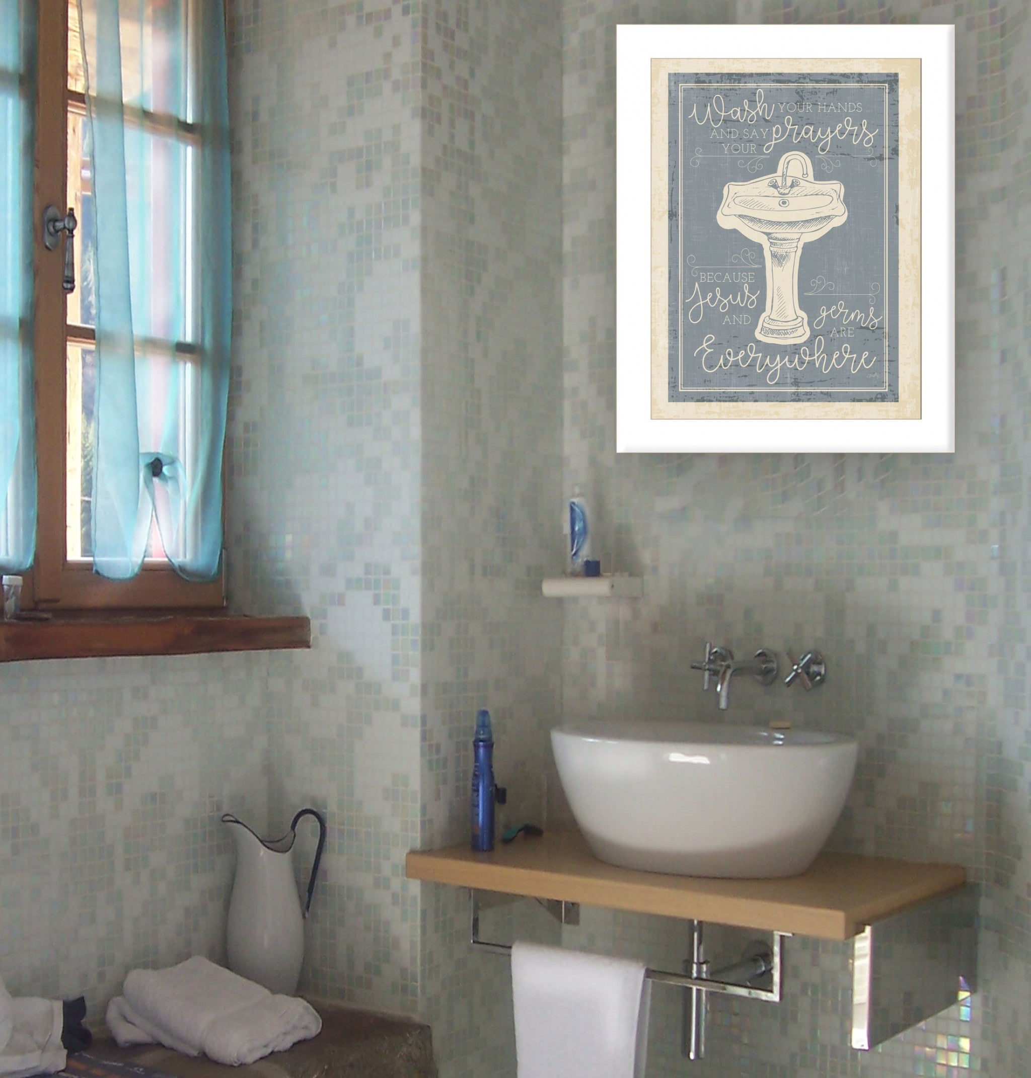 Wash Your Hands 5 White Framed Print Bathroom Wall Art