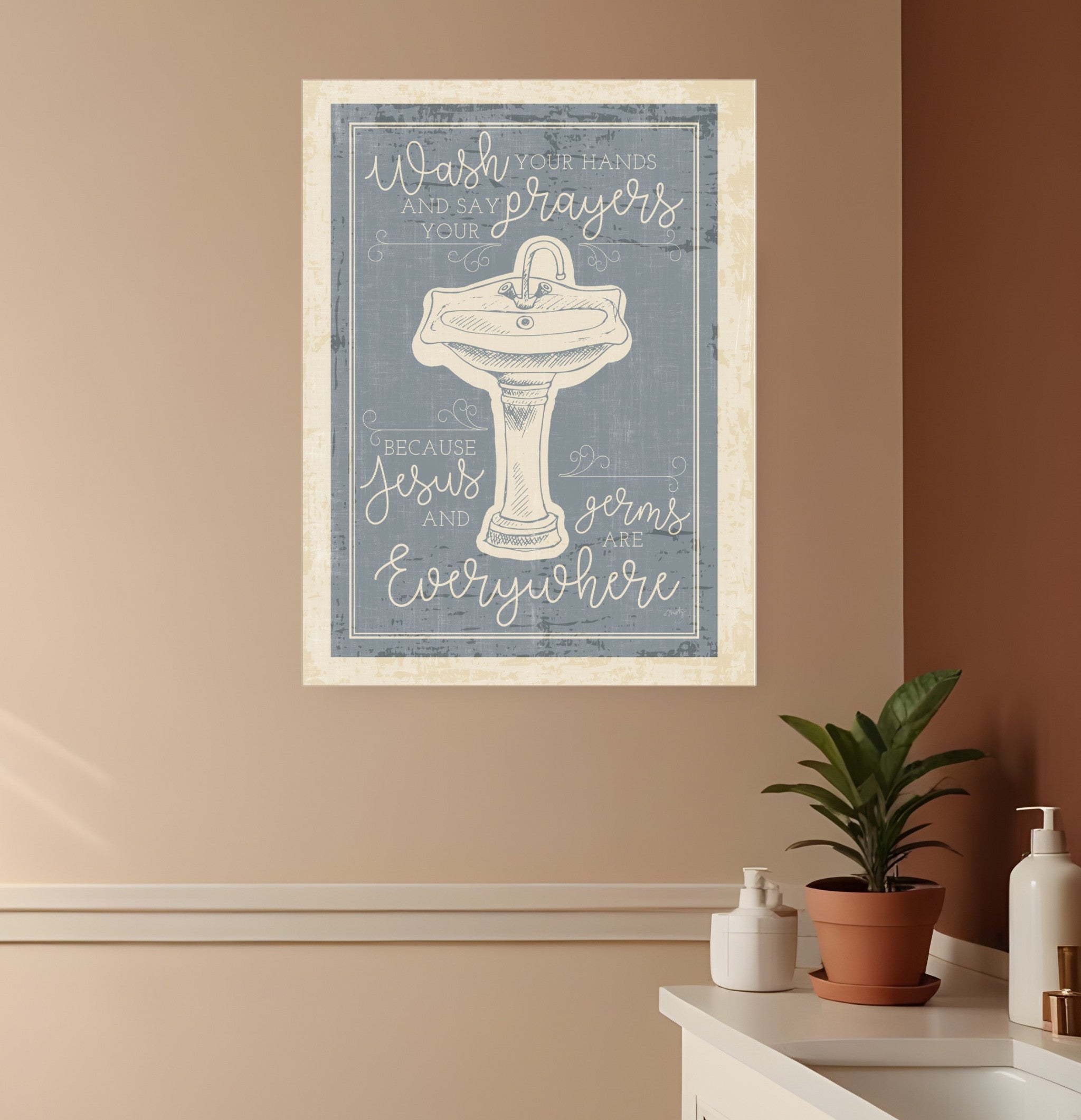 Wash Your Hands 5 White Framed Print Bathroom Wall Art