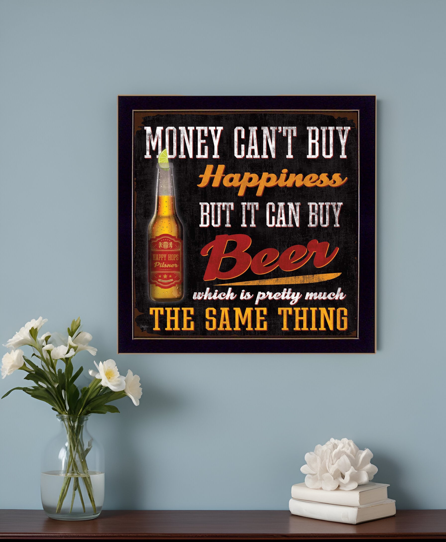 Money Cant Buy Happiness Black Framed Print Wall Art