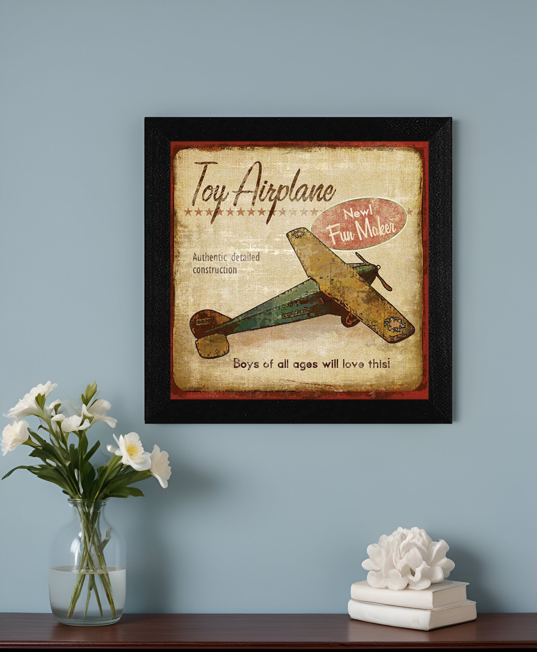 Toy Airplane Black Framed Print Wall Art