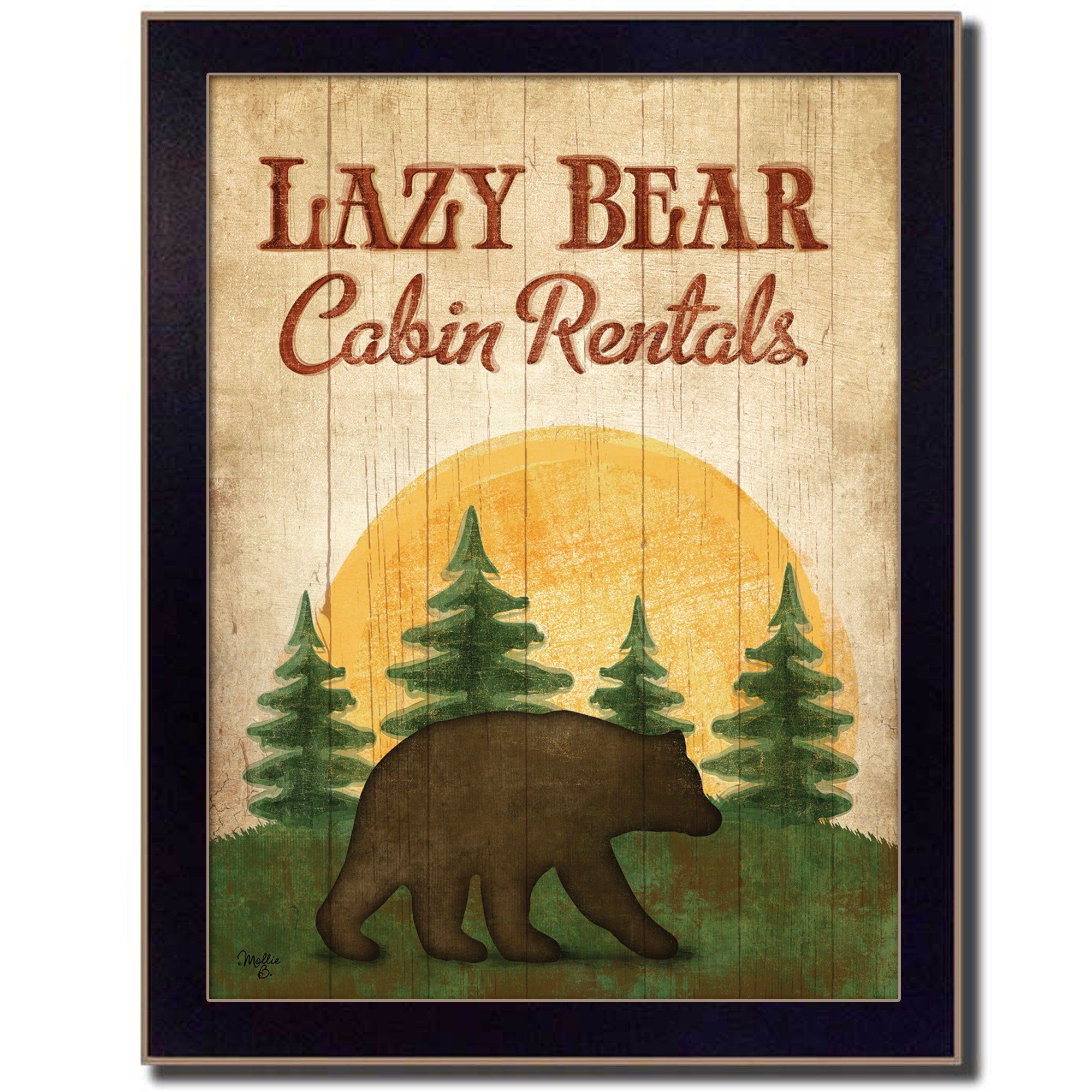 Lazy Bear 2 Black Framed Print Wall Art