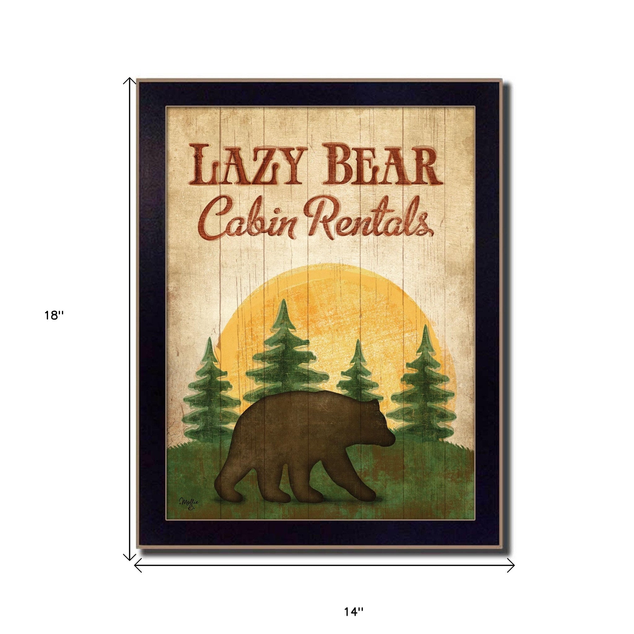 Lazy Bear 2 Black Framed Print Wall Art