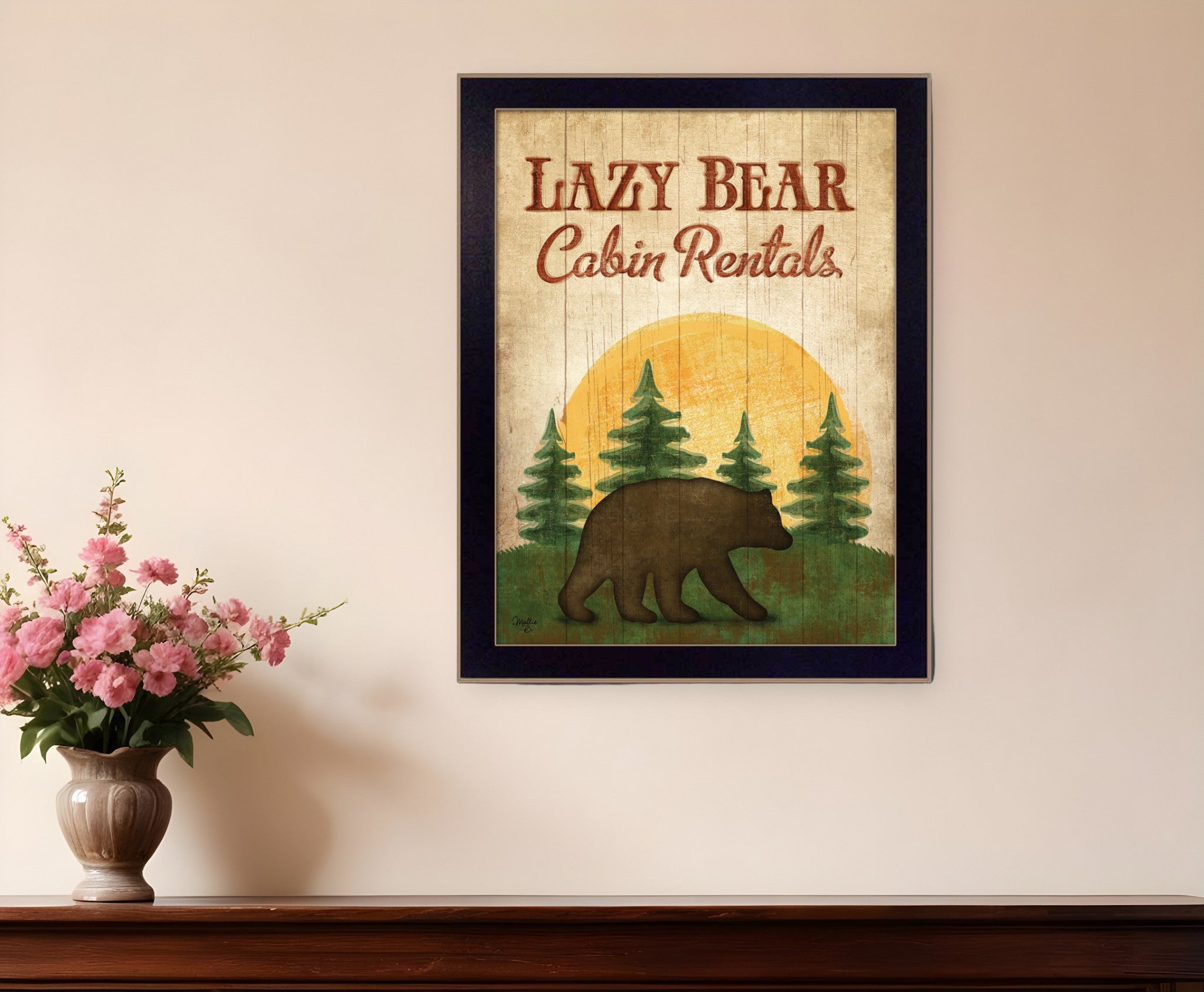 Lazy Bear 2 Black Framed Print Wall Art