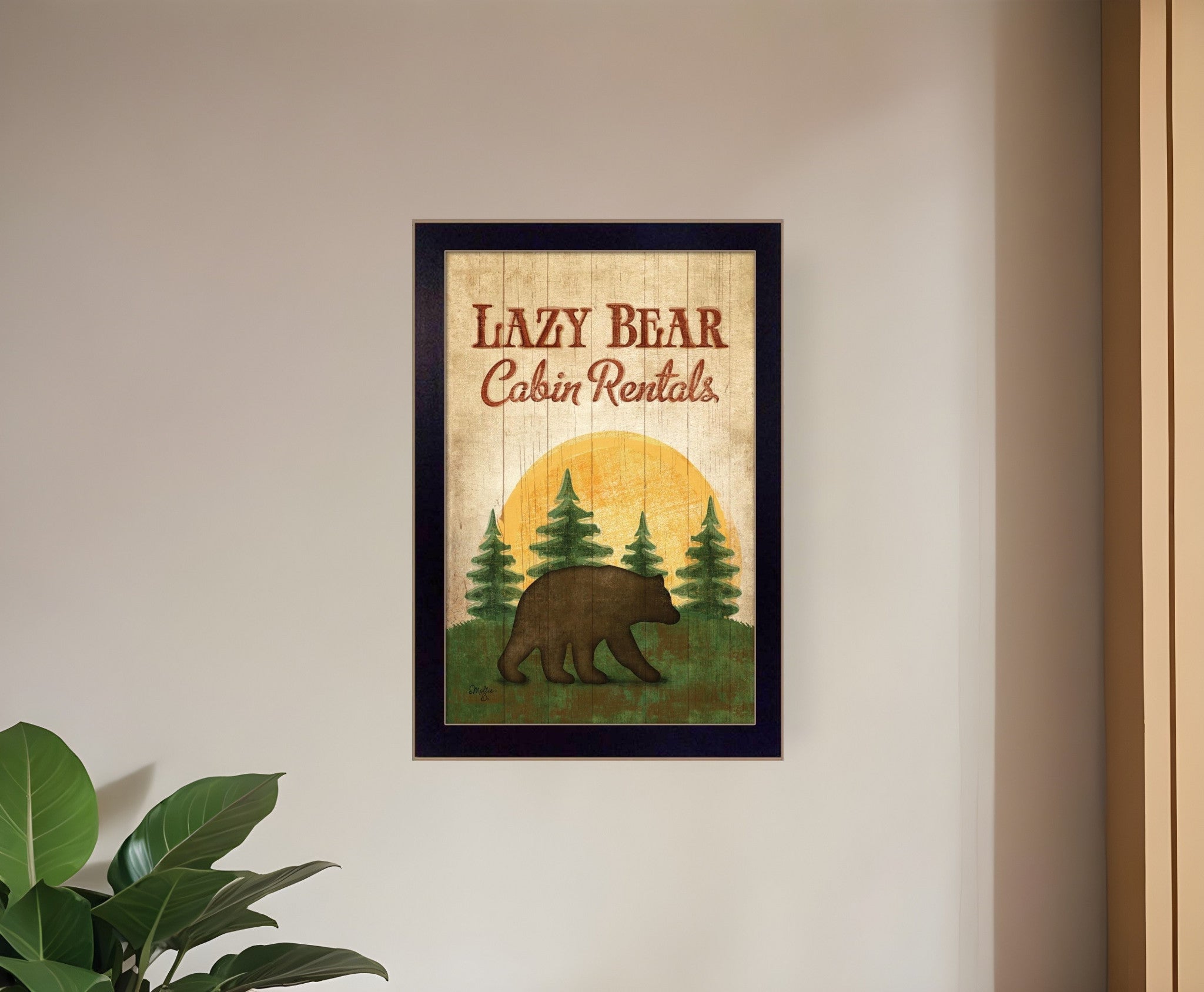 Lazy Bear 1 Black Framed Print Wall Art