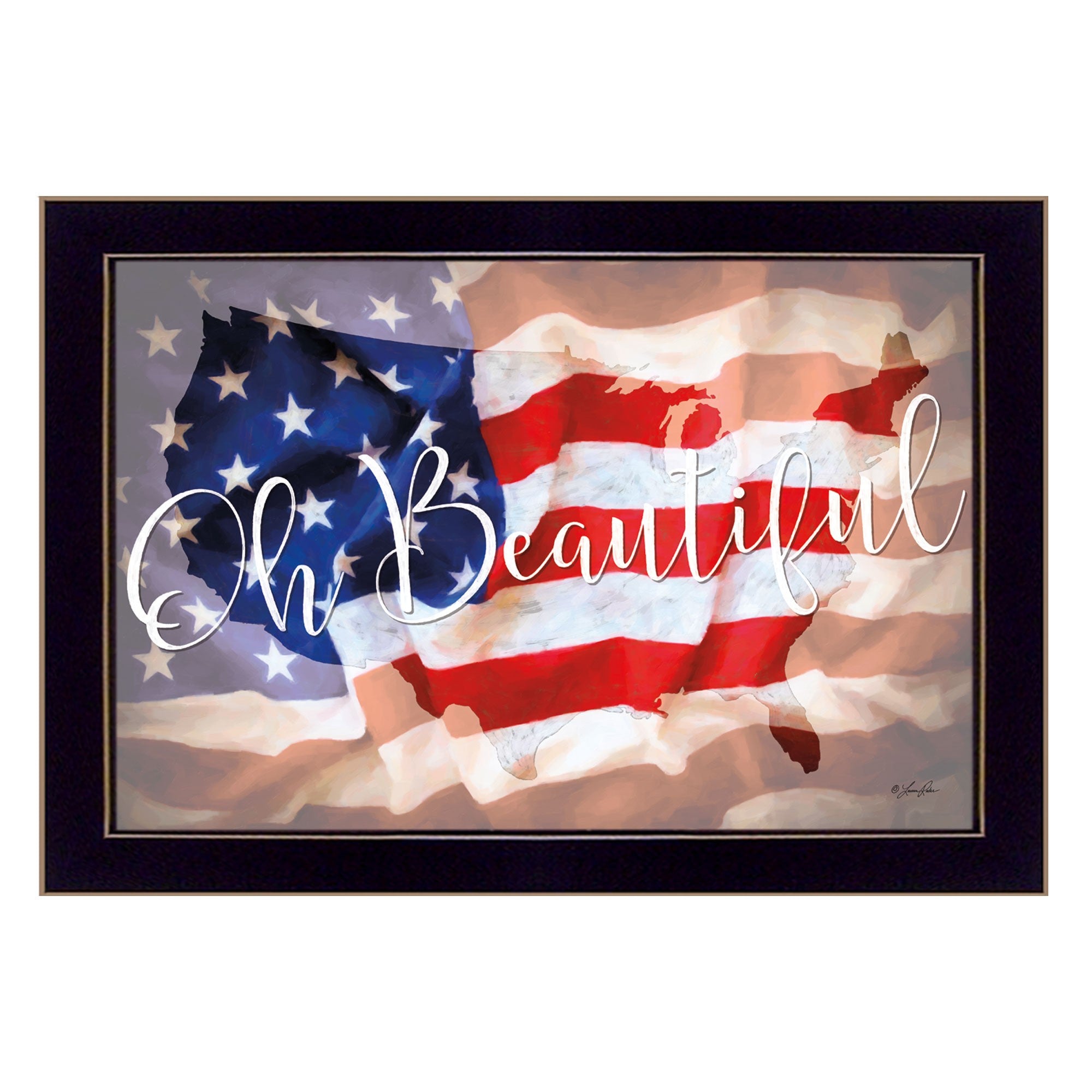 Oh Beautiful America Black Framed Print Wall Art