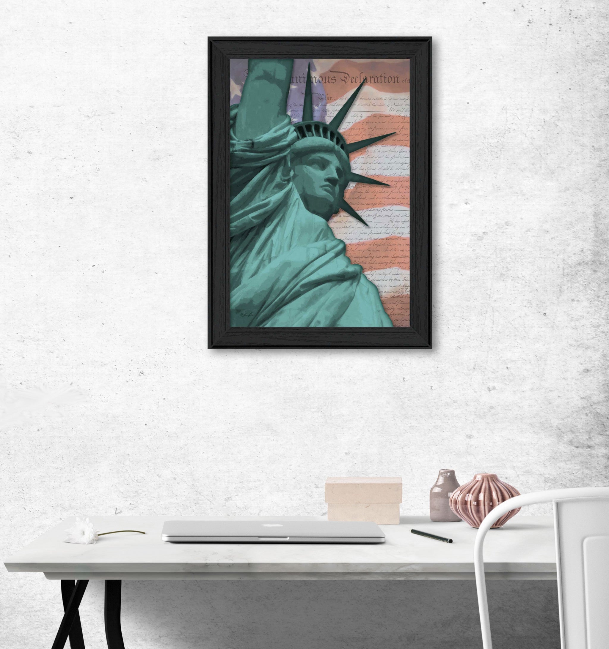 Lady Liberty Black Framed Print Wall Art