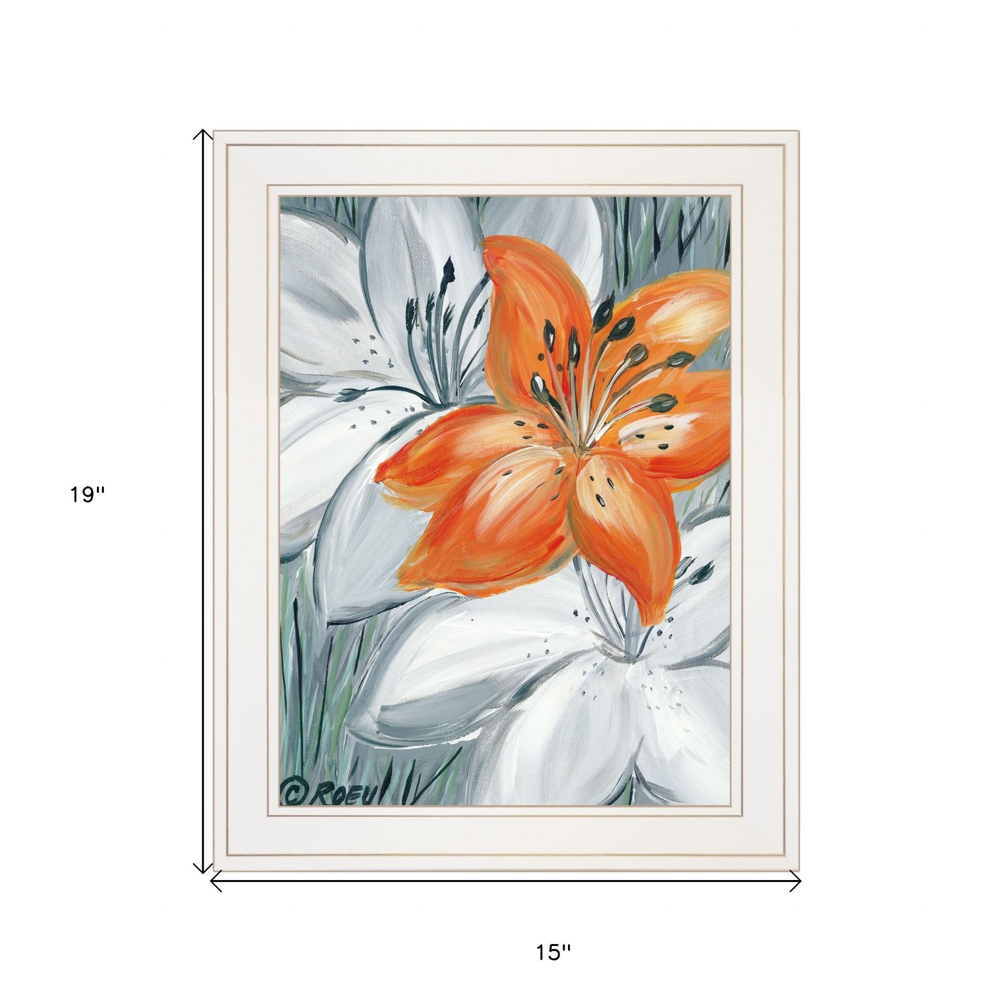 Tiger Lily in Orange 1 White Framed Print Wall Art