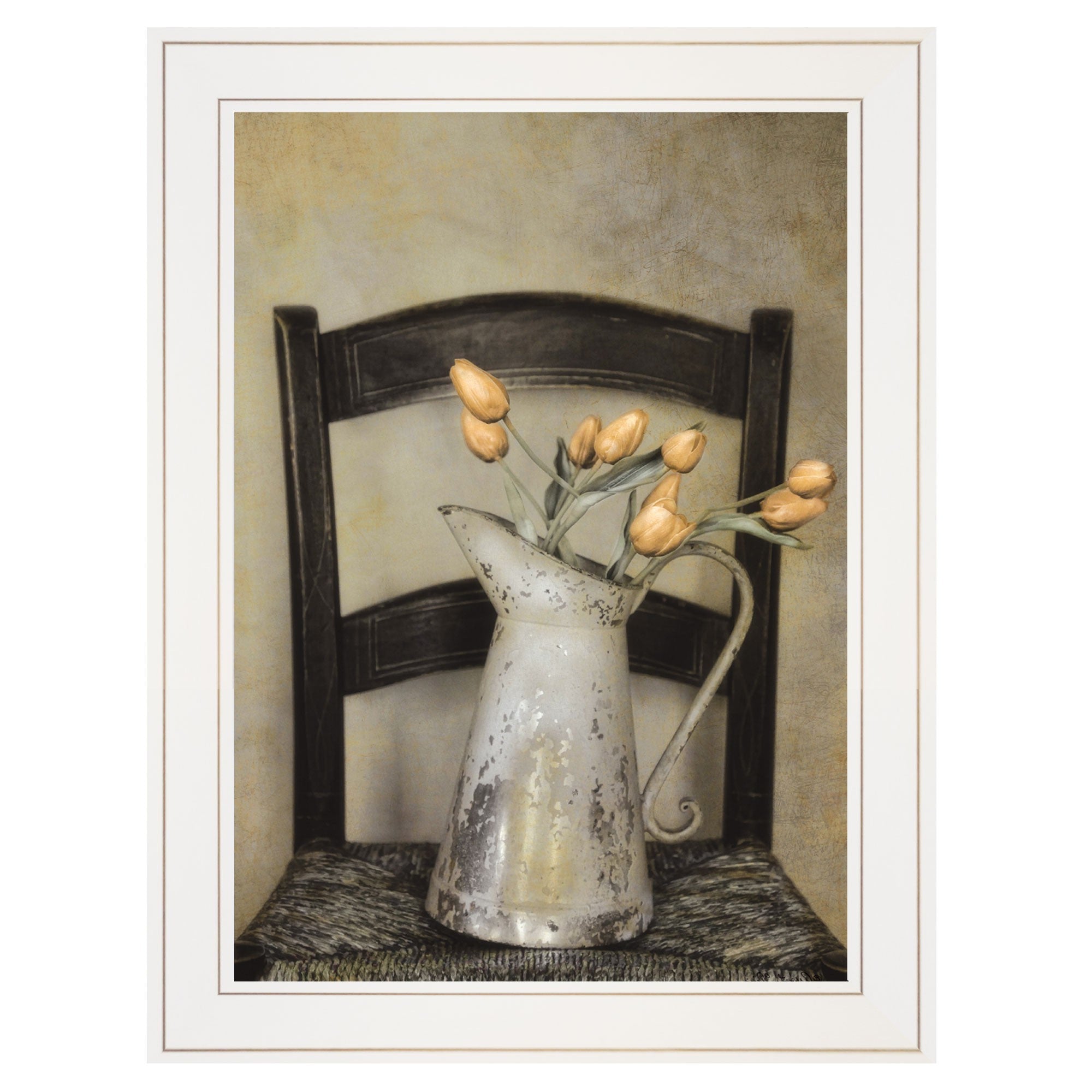 Golden Tulips 1 White Framed Print Wall Art